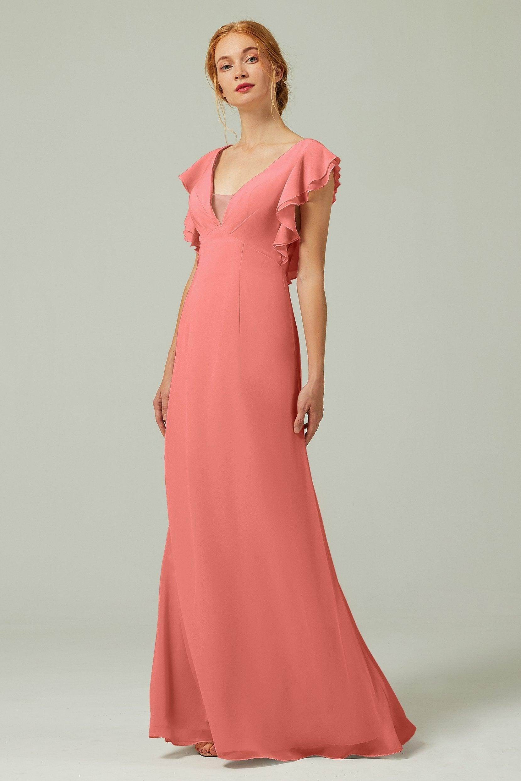 Sheath-Column Floor Length Chiffon Bridesmaid Dress CB0304