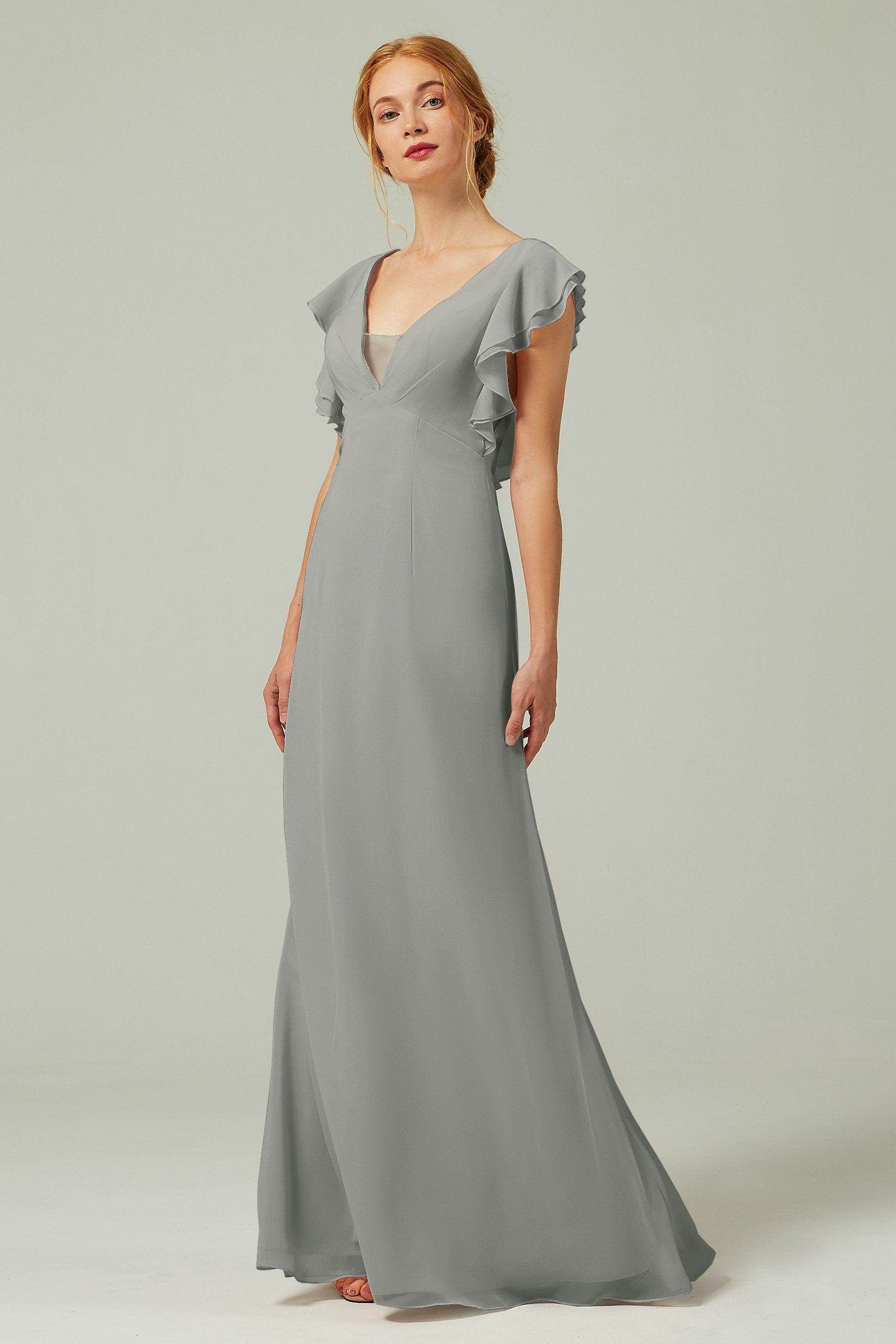 Sheath-Column Floor Length Chiffon Bridesmaid Dress CB0304