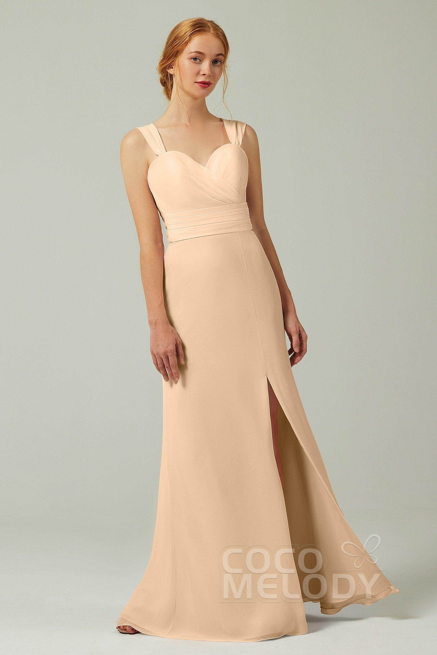 Sheath-Column Floor Length Chiffon Bridesmaid Dress CB0305
