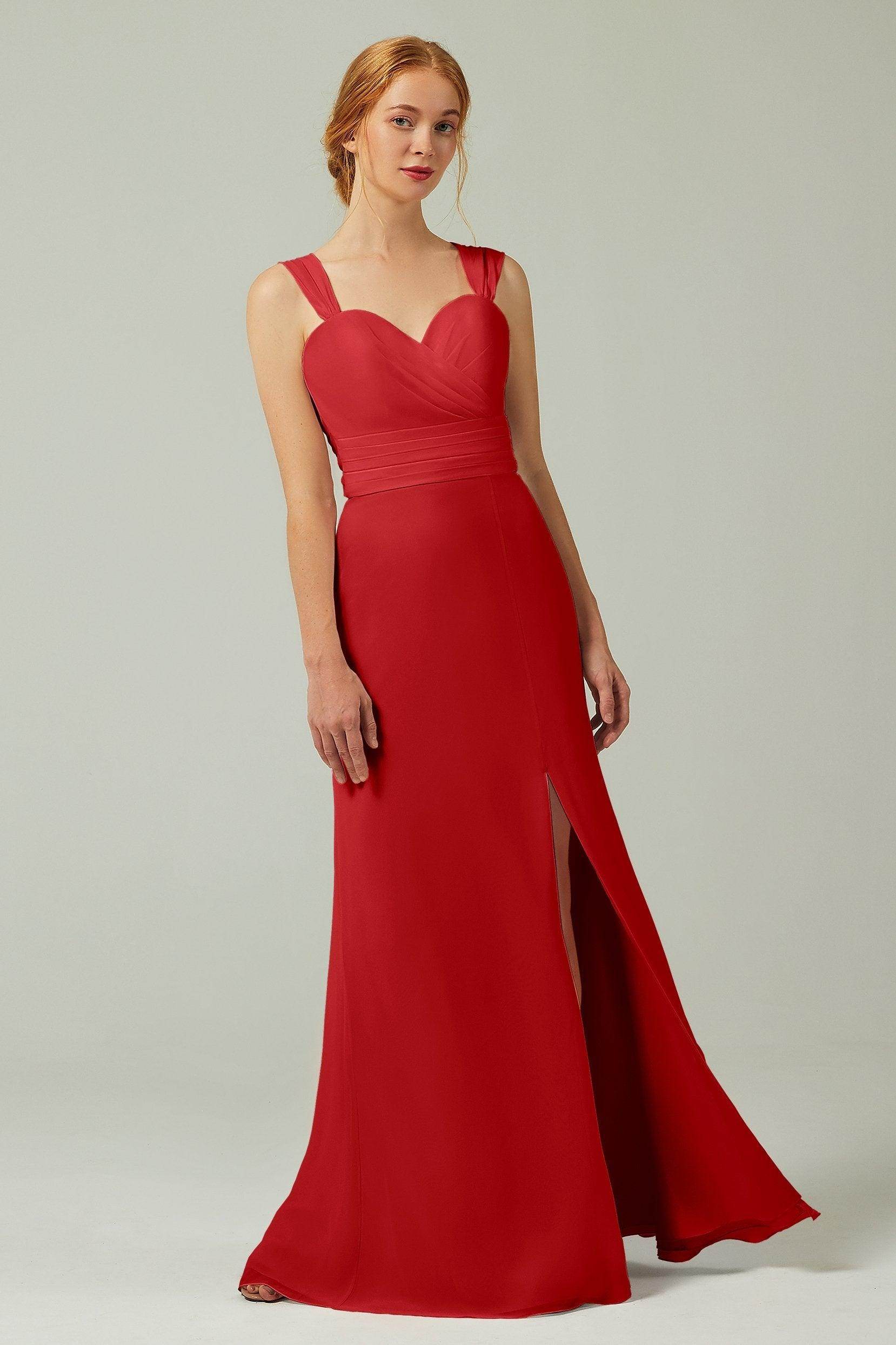Sheath-Column Floor Length Chiffon Bridesmaid Dress CB0305