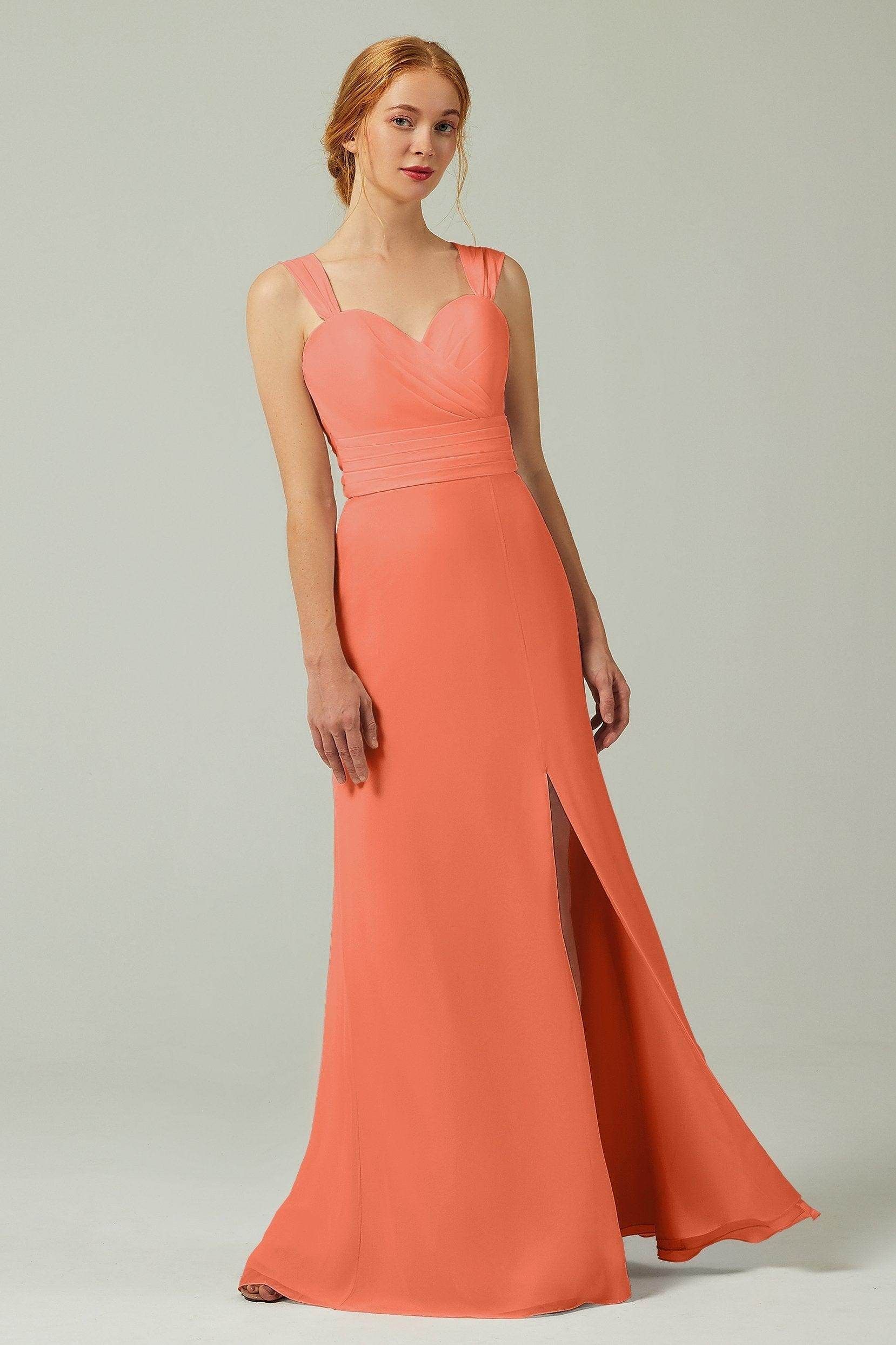Sheath-Column Floor Length Chiffon Bridesmaid Dress CB0305