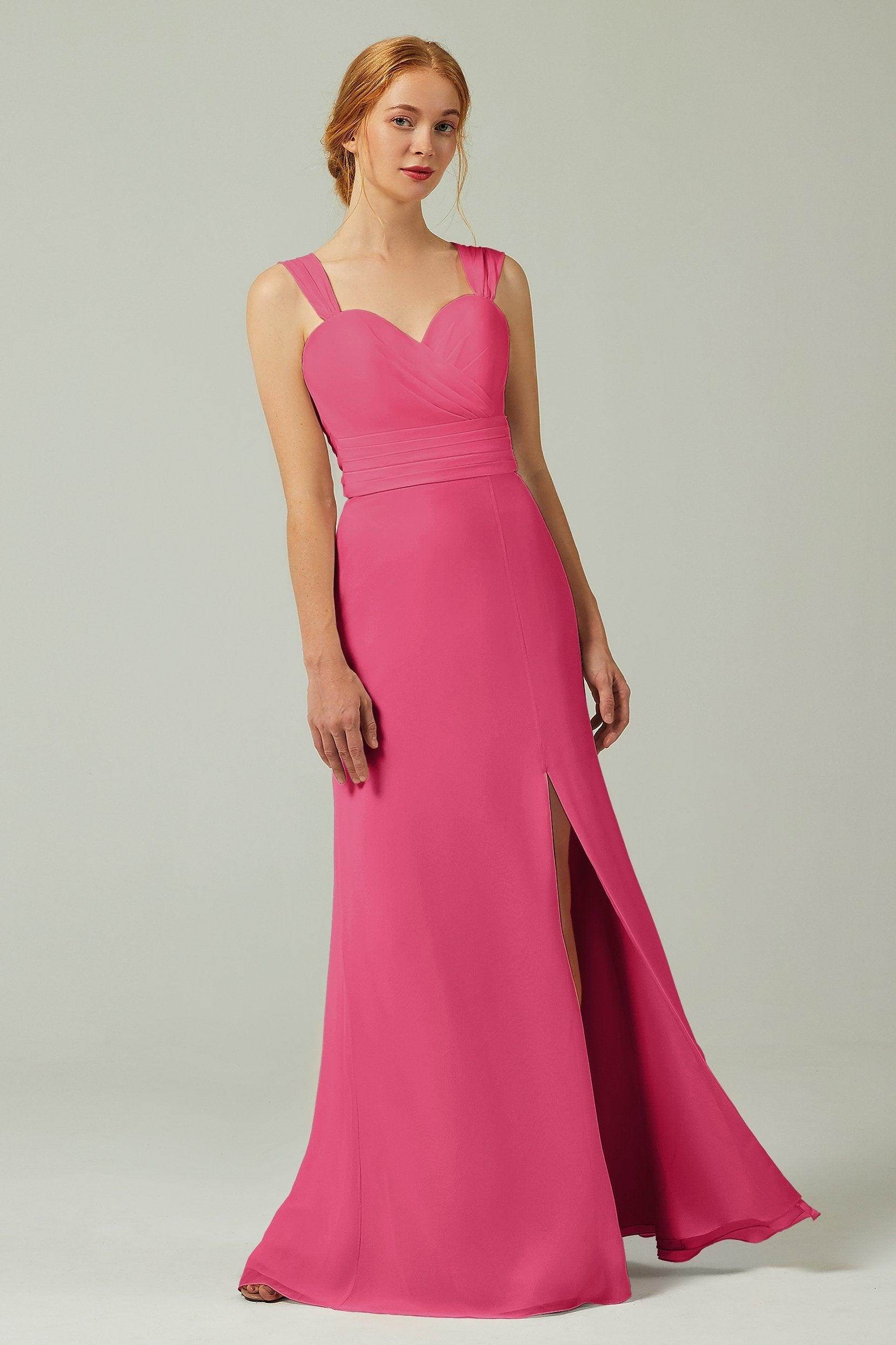 Sheath-Column Floor Length Chiffon Bridesmaid Dress CB0305