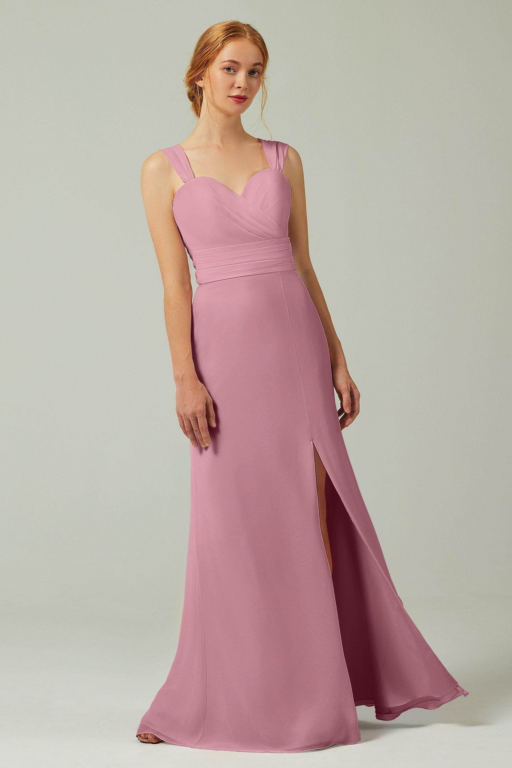 Sheath-Column Floor Length Chiffon Bridesmaid Dress CB0305