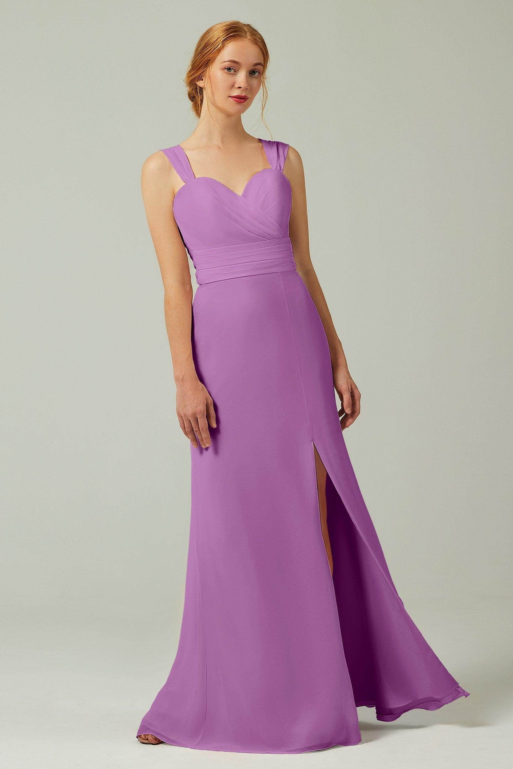Sheath-Column Floor Length Chiffon Bridesmaid Dress CB0305
