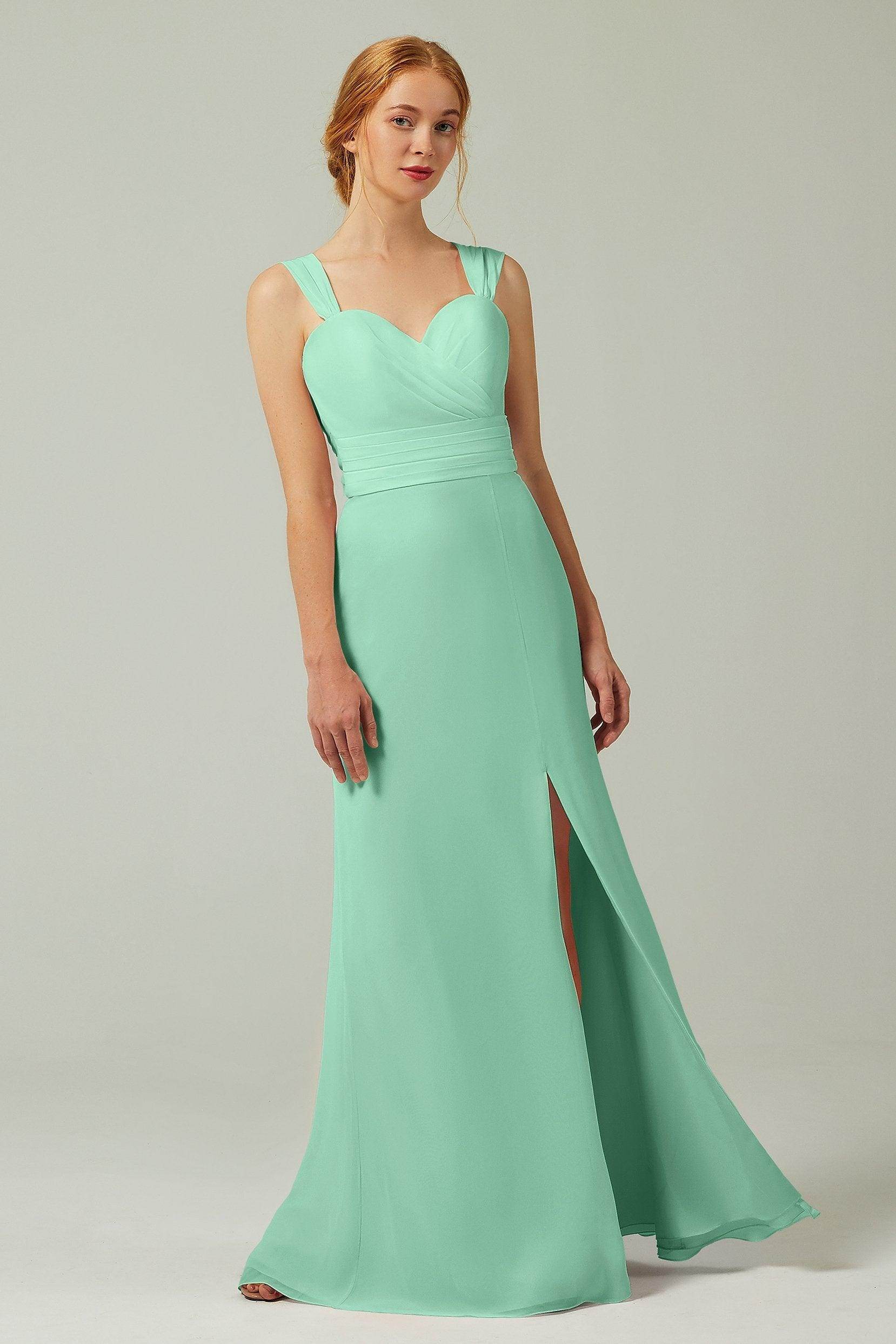 Sheath-Column Floor Length Chiffon Bridesmaid Dress CB0305