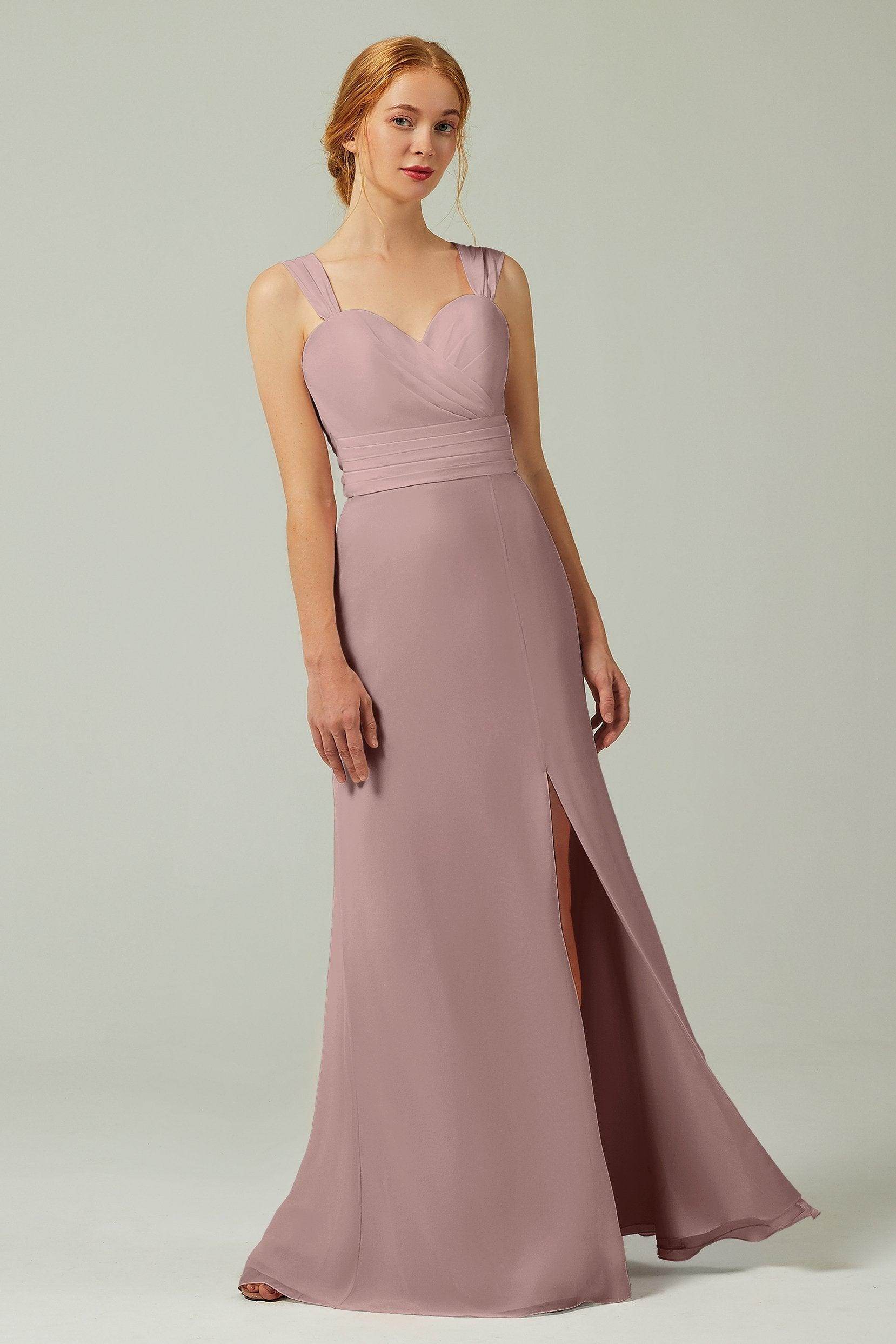 Sheath-Column Floor Length Chiffon Bridesmaid Dress CB0305