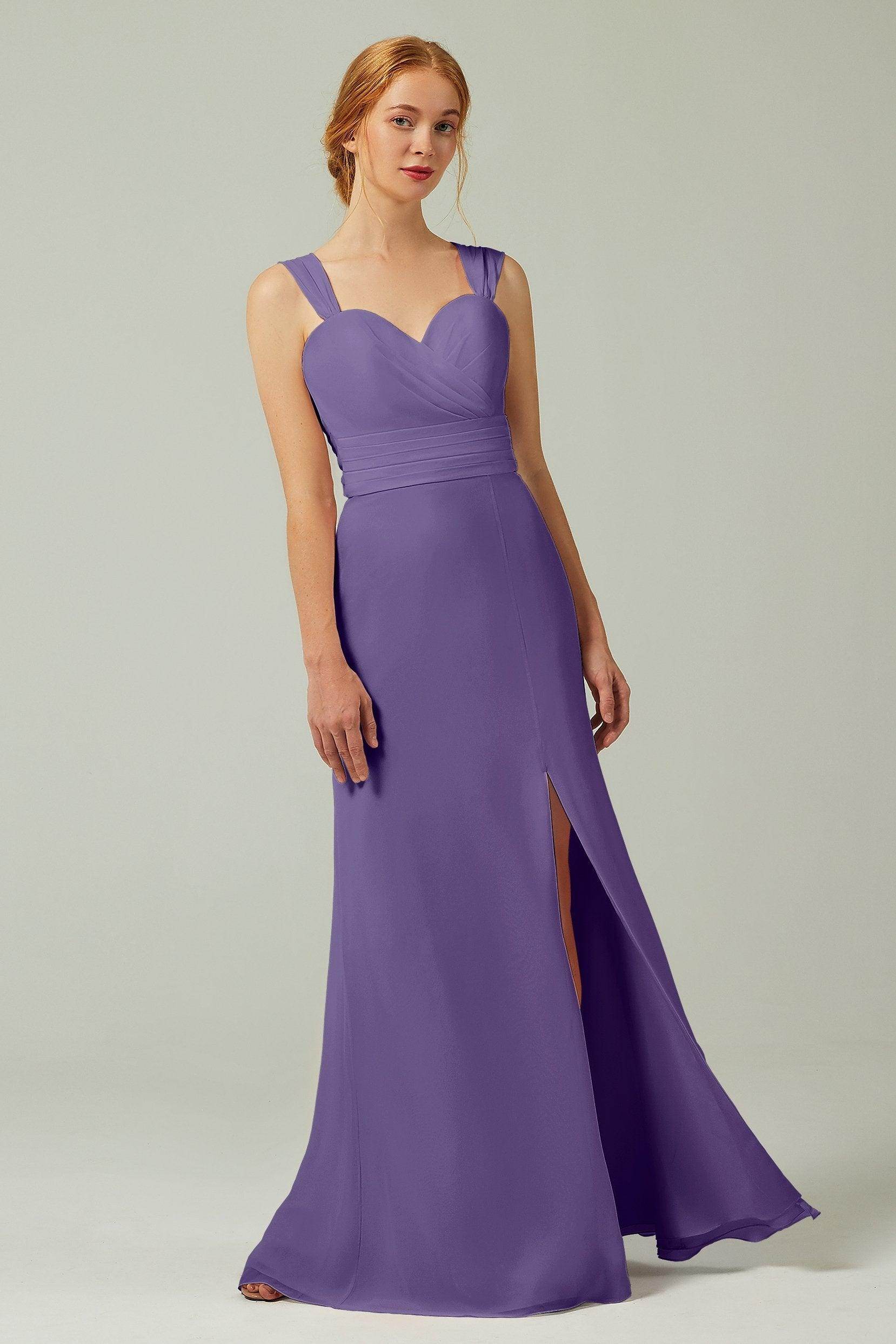 Sheath-Column Floor Length Chiffon Bridesmaid Dress CB0305