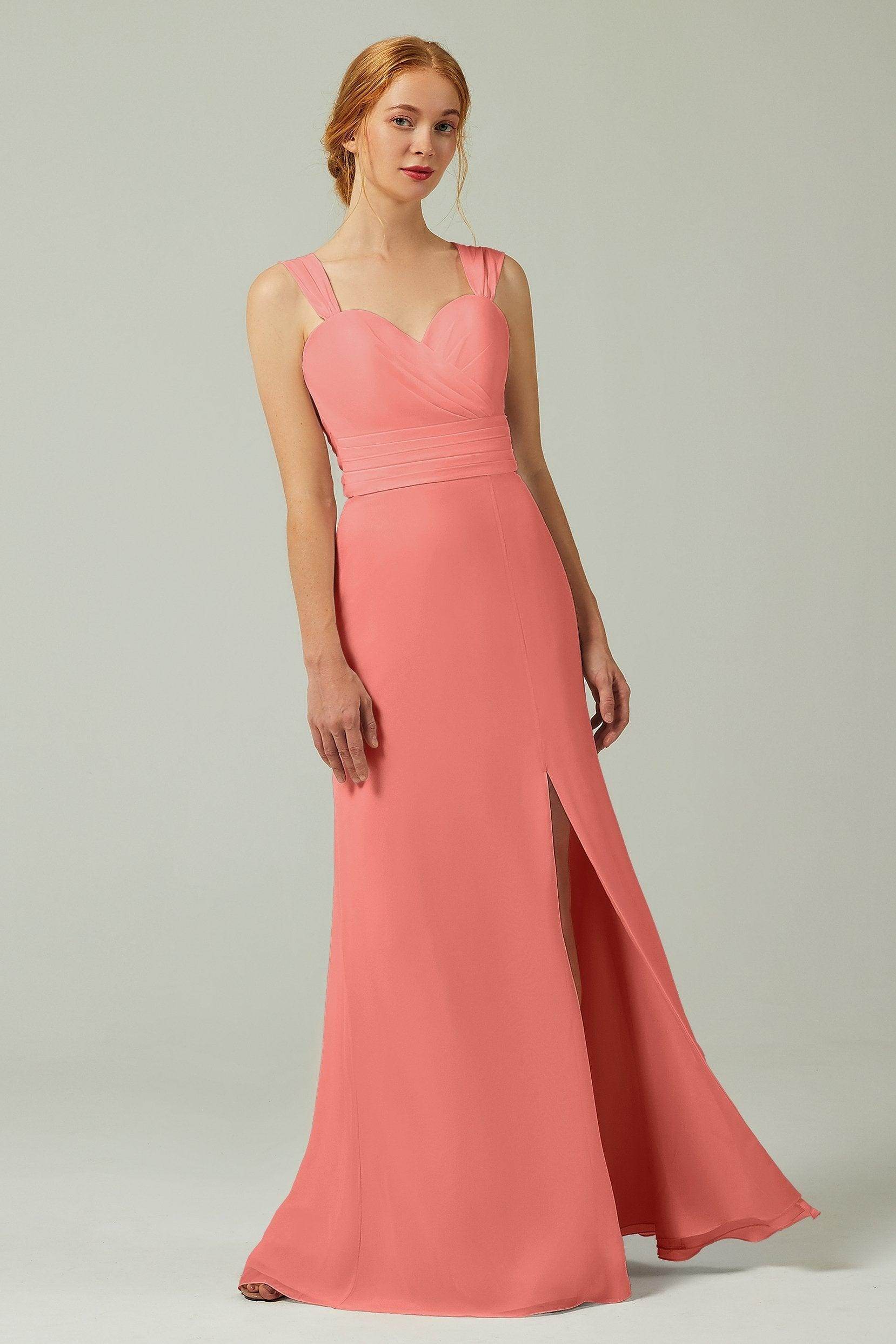 Sheath-Column Floor Length Chiffon Bridesmaid Dress CB0305