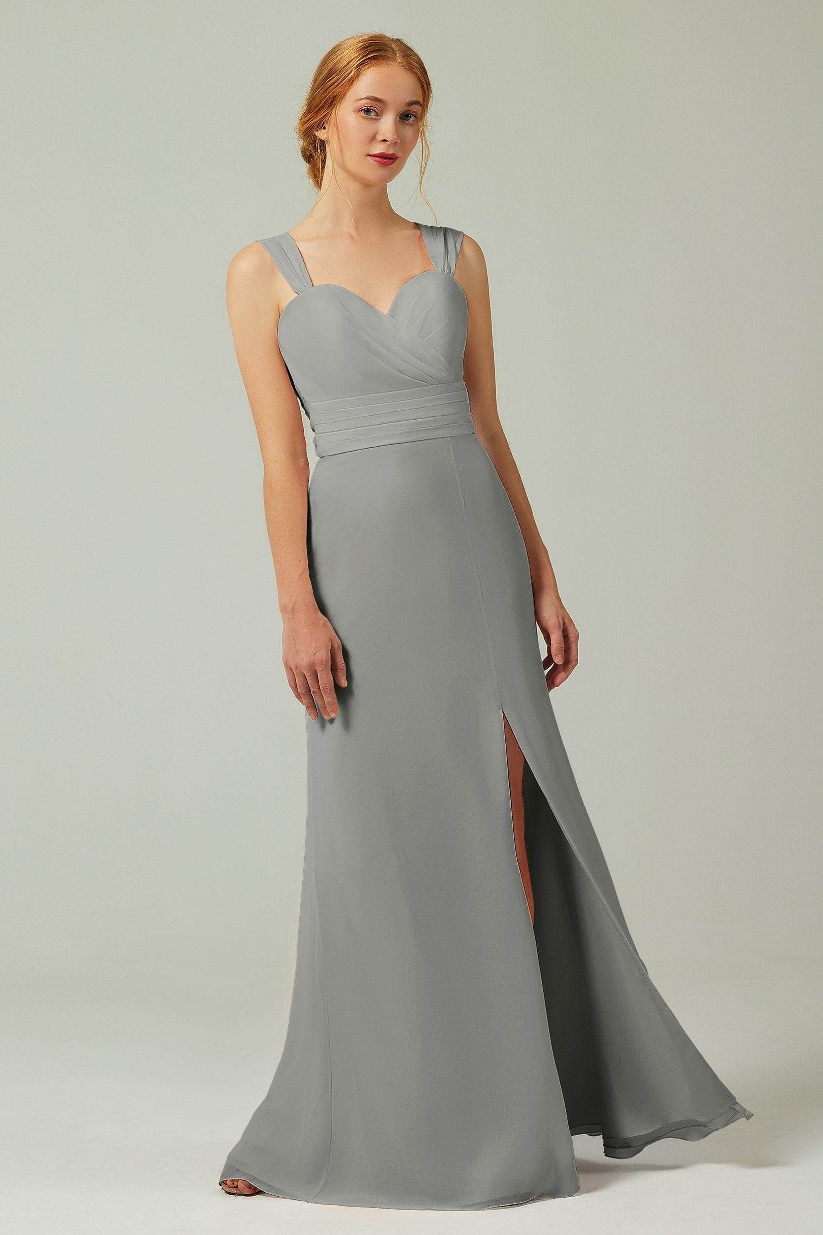 Sheath-Column Floor Length Chiffon Bridesmaid Dress CB0305