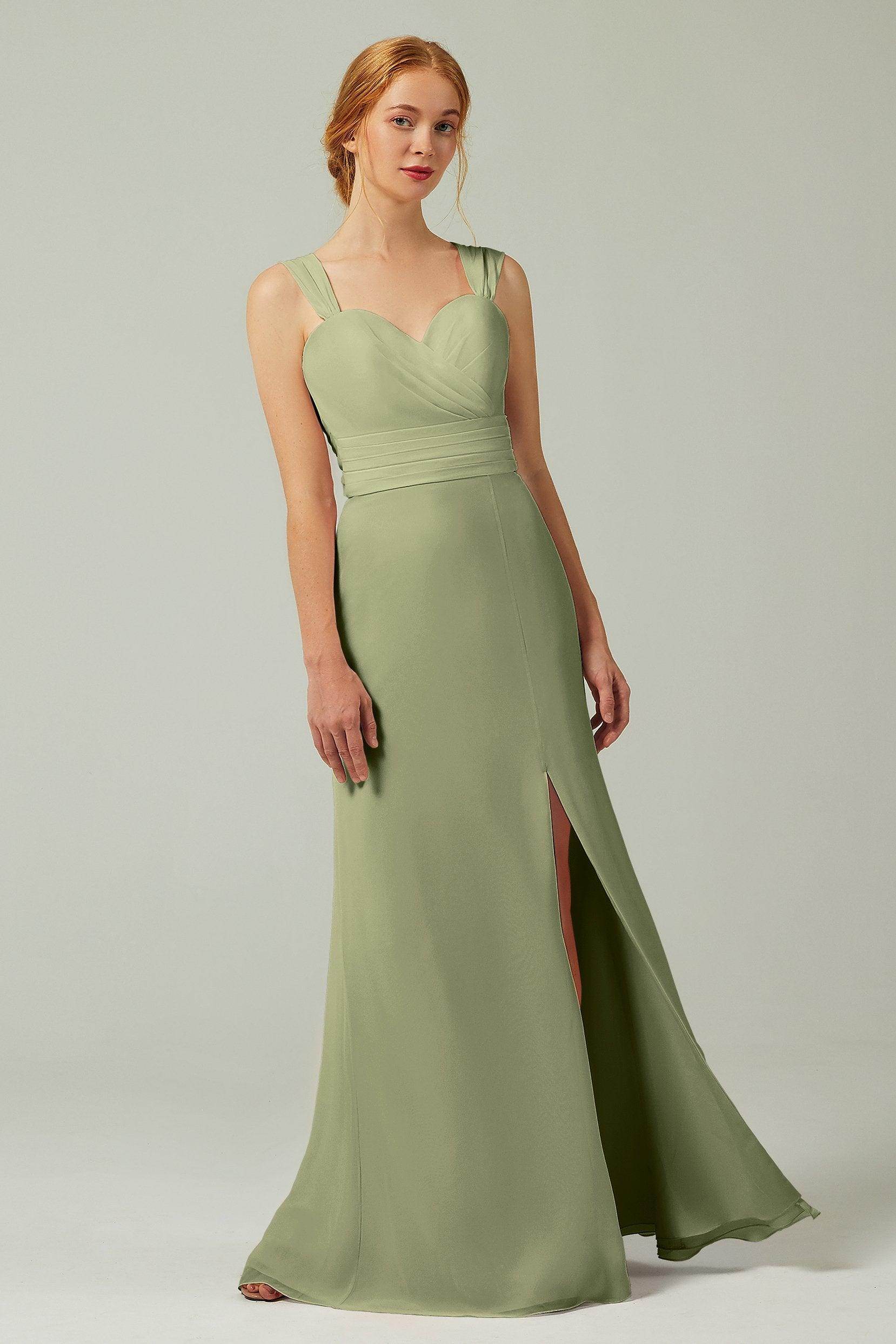 Sheath-Column Floor Length Chiffon Bridesmaid Dress CB0305