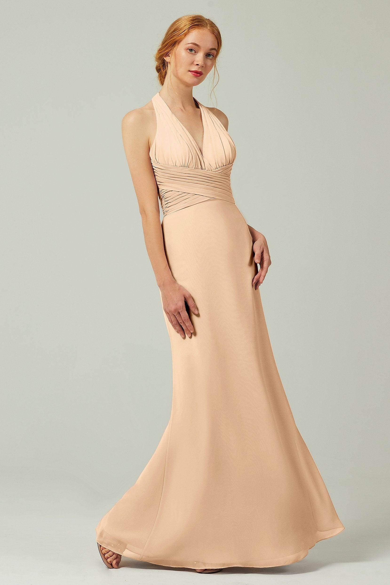 Sheath-Column Floor Length Chiffon Bridesmaid Dress CB0306
