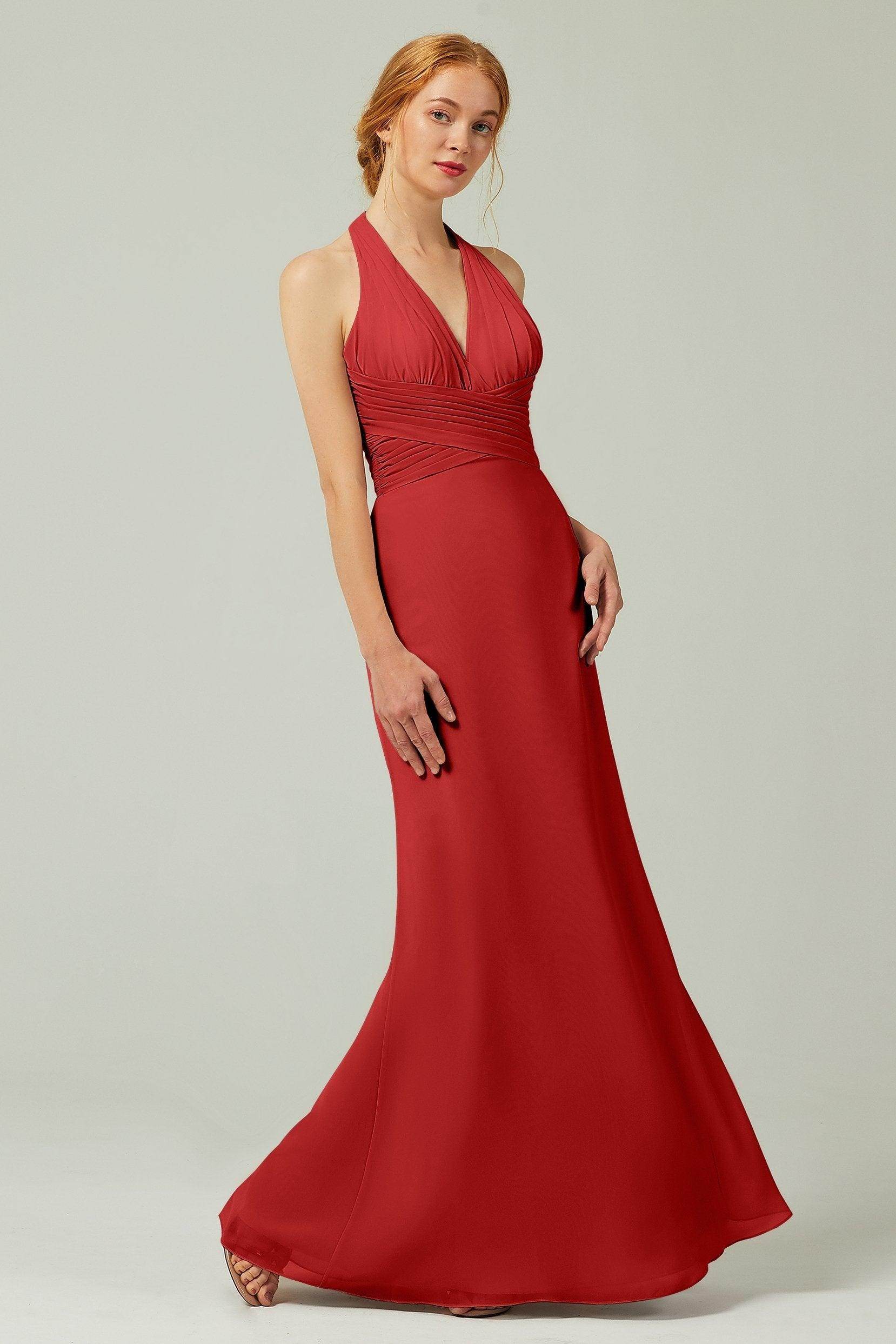 Sheath-Column Floor Length Chiffon Bridesmaid Dress CB0306