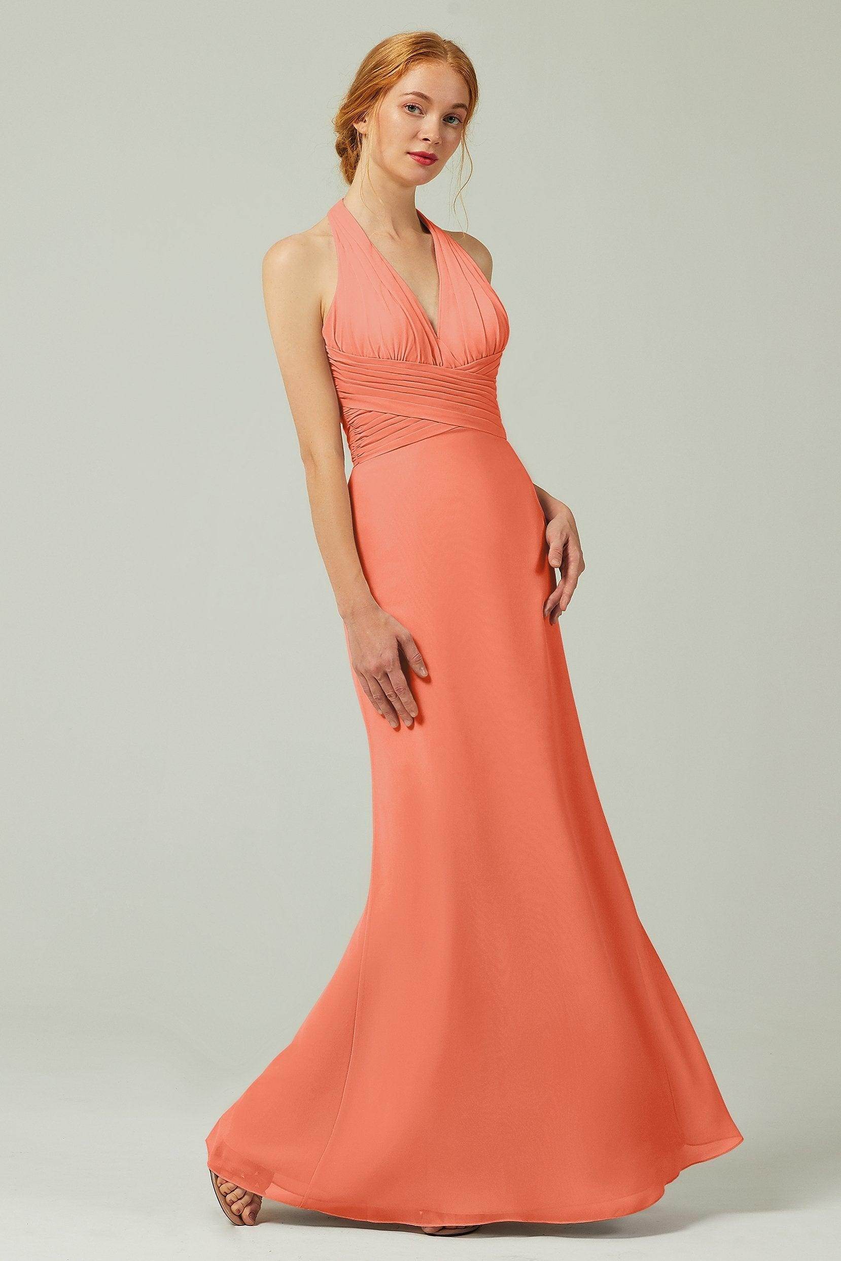Sheath-Column Floor Length Chiffon Bridesmaid Dress CB0306