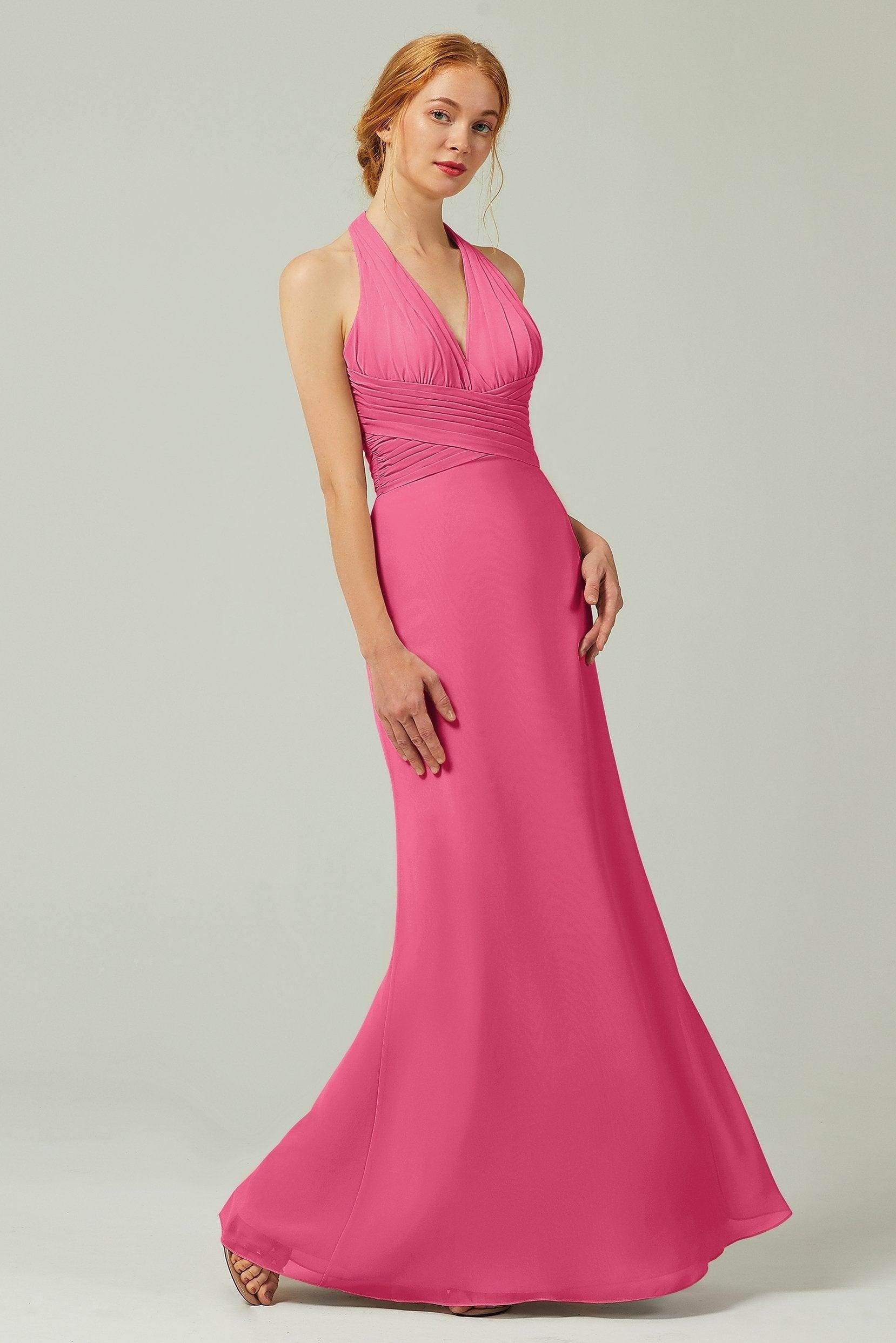 Sheath-Column Floor Length Chiffon Bridesmaid Dress CB0306