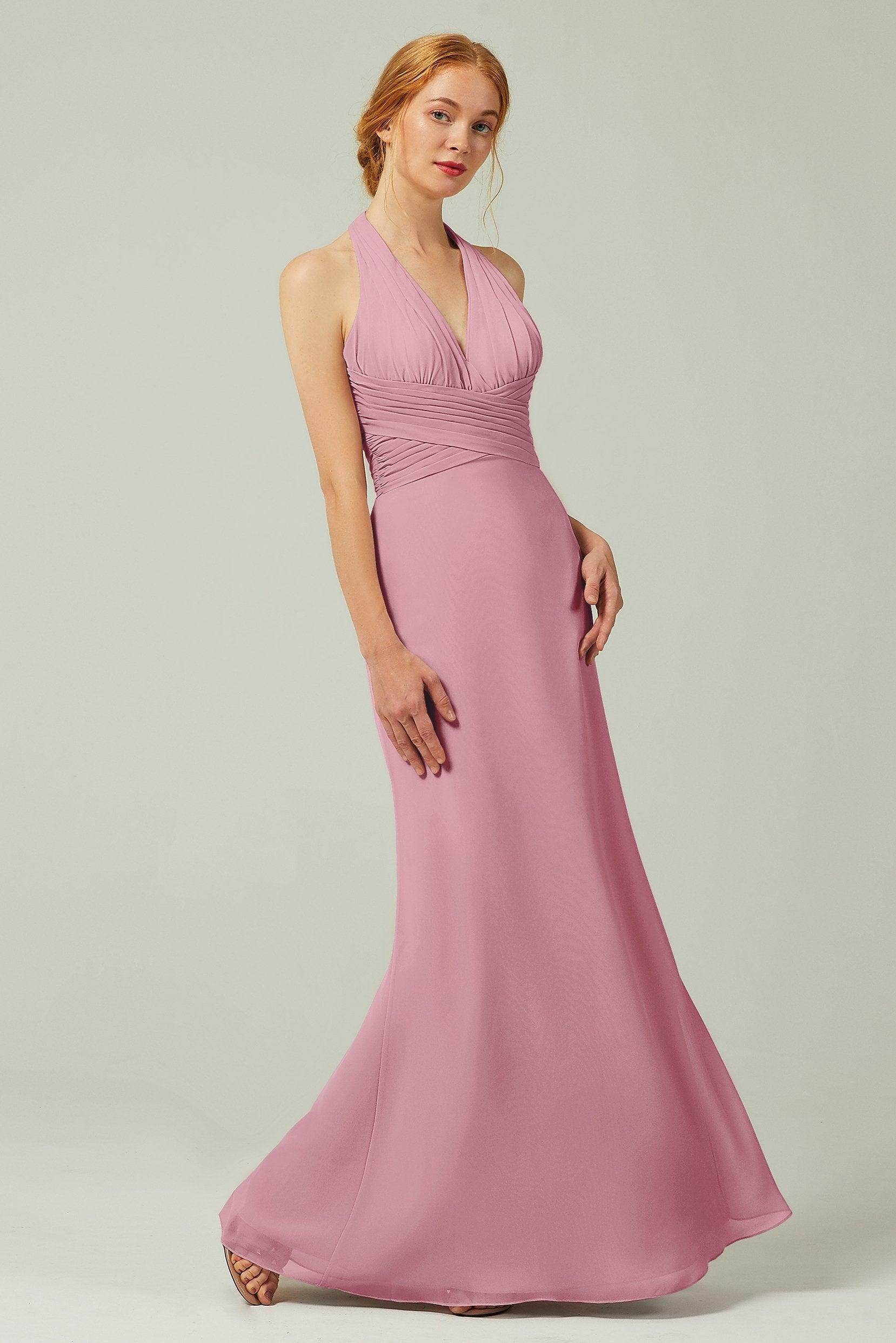 Sheath-Column Floor Length Chiffon Bridesmaid Dress CB0306