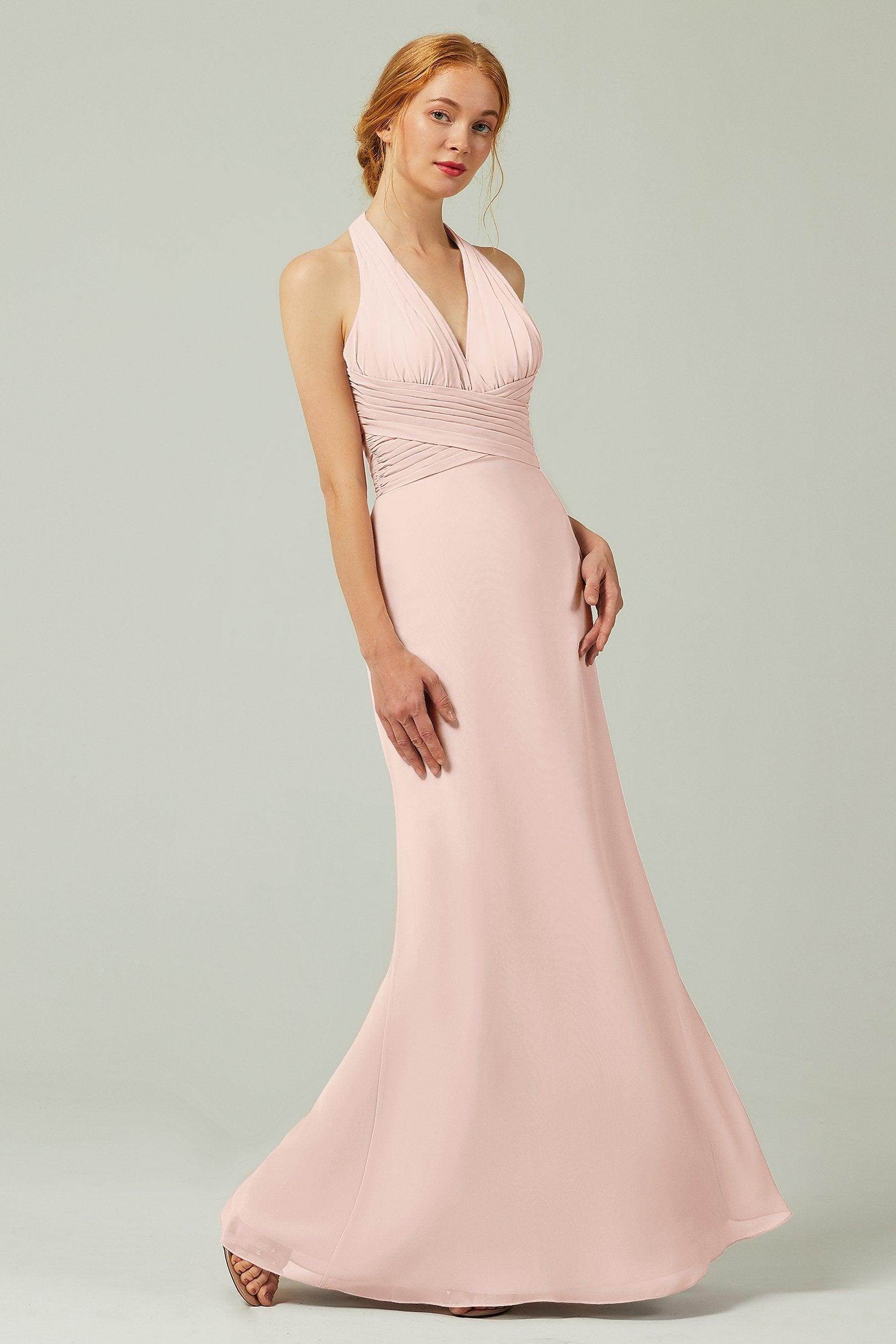 Sheath-Column Floor Length Chiffon Bridesmaid Dress CB0306