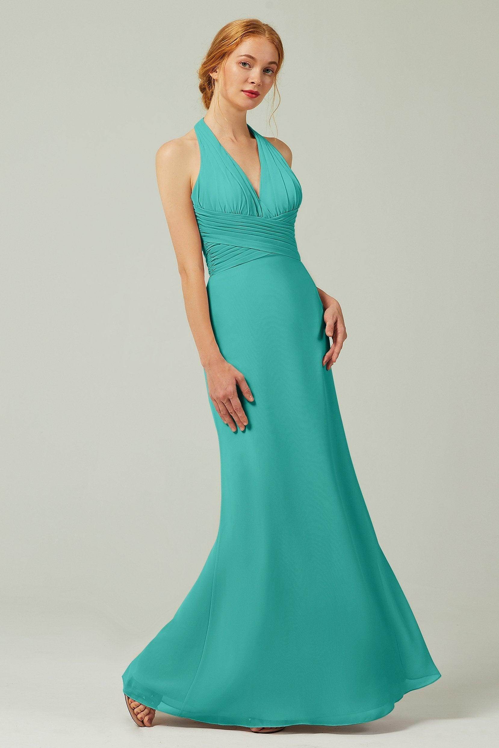 Sheath-Column Floor Length Chiffon Bridesmaid Dress CB0306