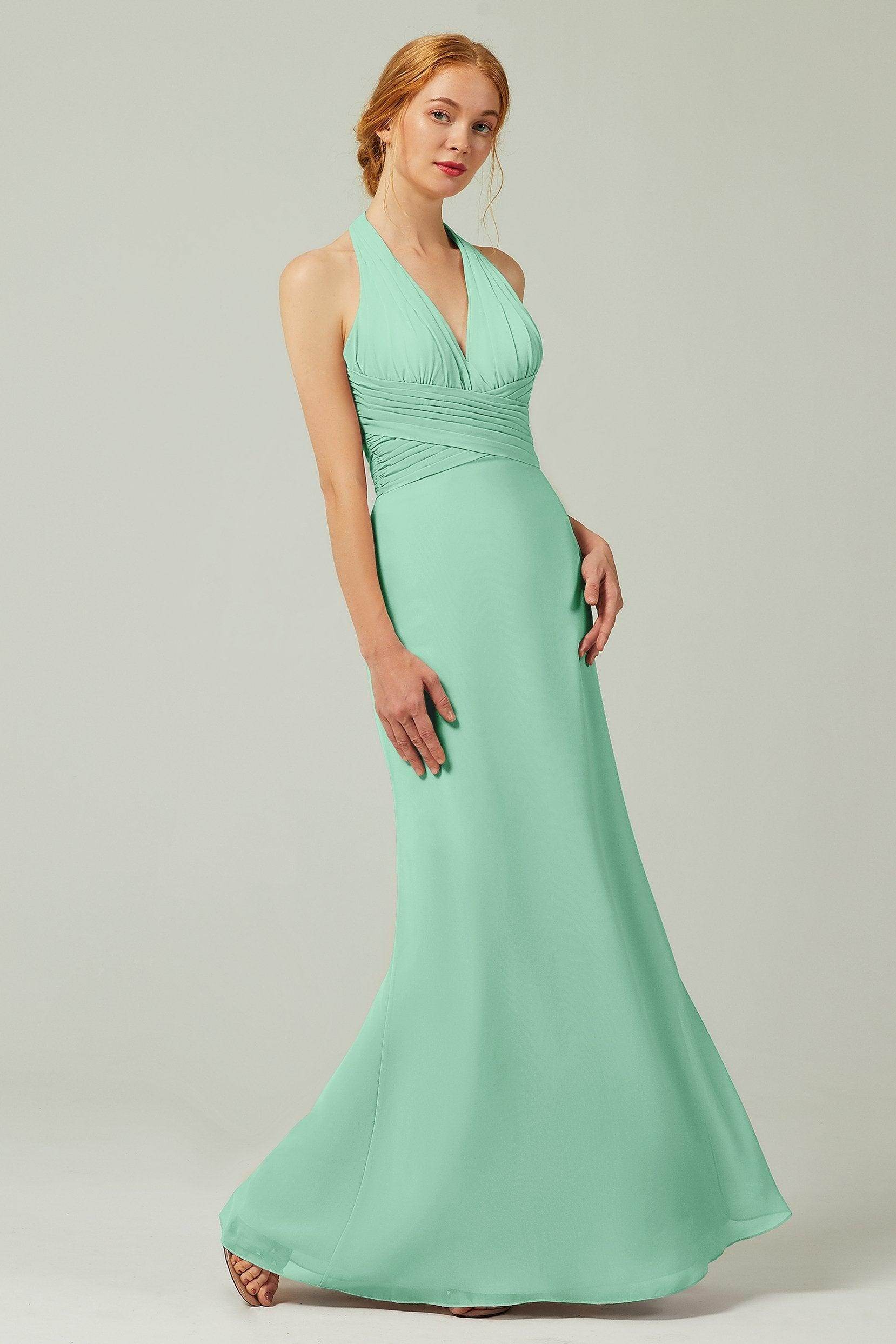 Sheath-Column Floor Length Chiffon Bridesmaid Dress CB0306