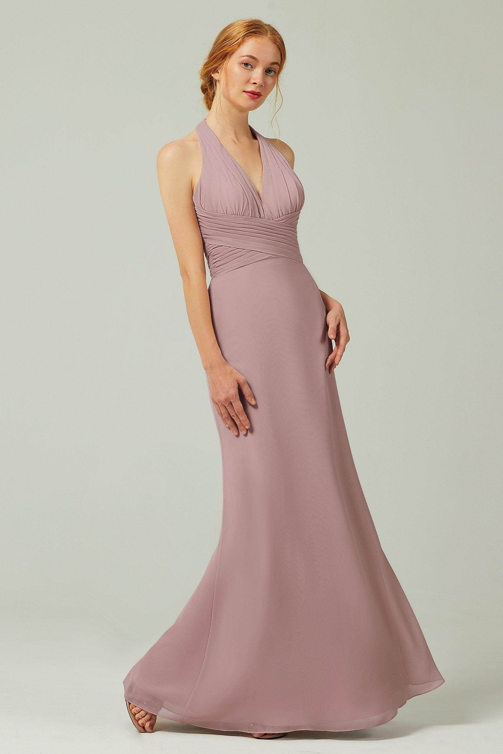 Sheath-Column Floor Length Chiffon Bridesmaid Dress CB0306