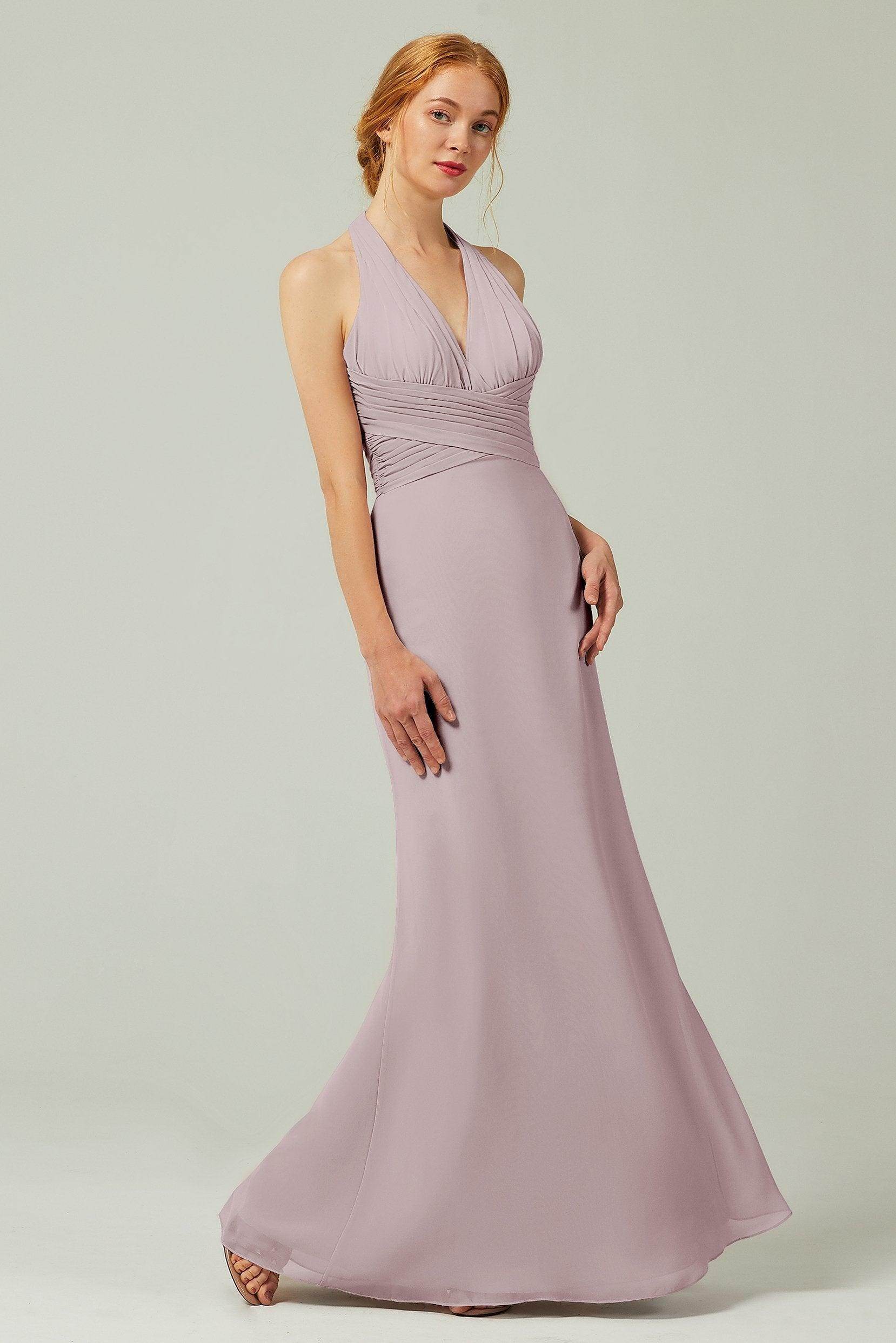 Sheath-Column Floor Length Chiffon Bridesmaid Dress CB0306