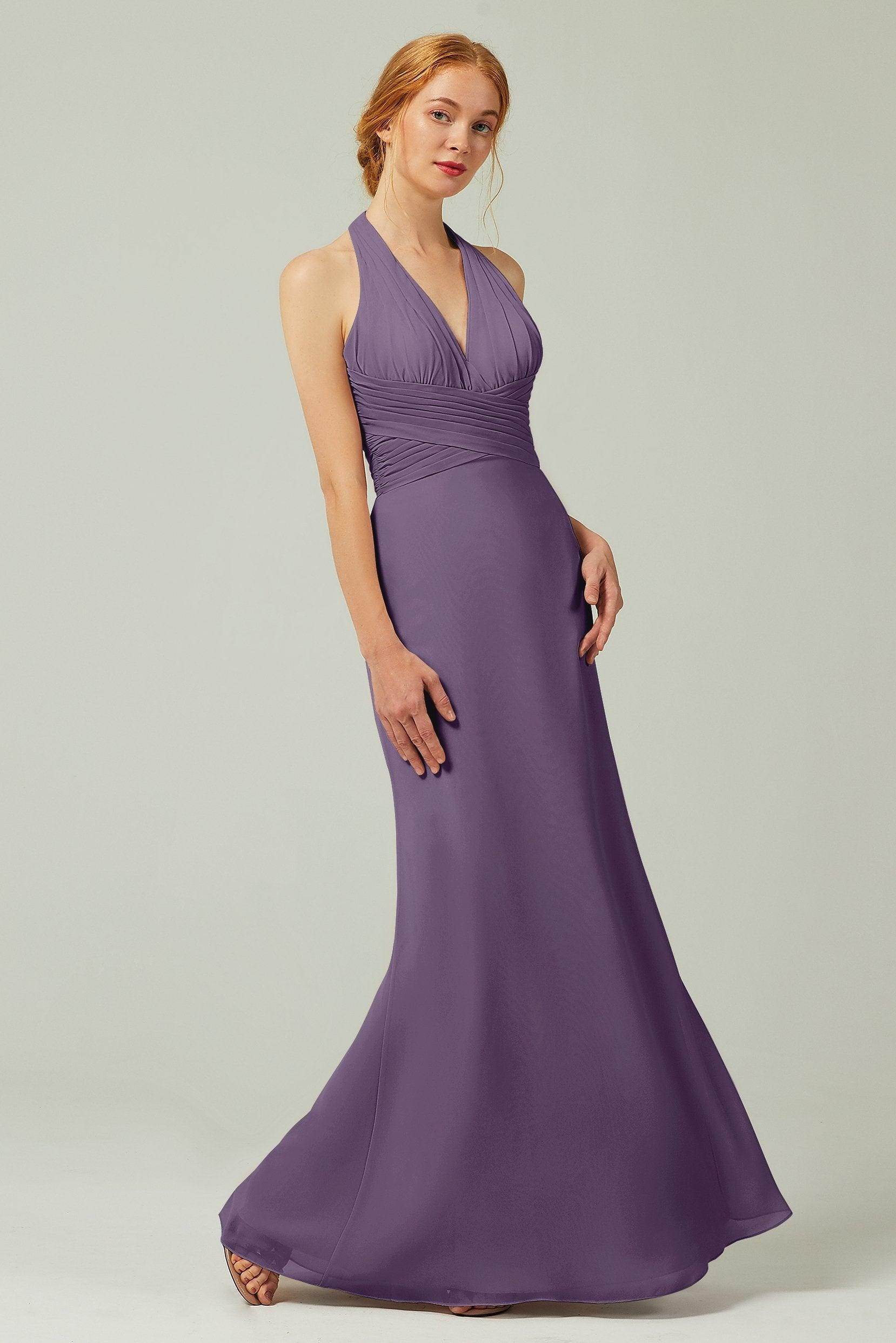 Sheath-Column Floor Length Chiffon Bridesmaid Dress CB0306