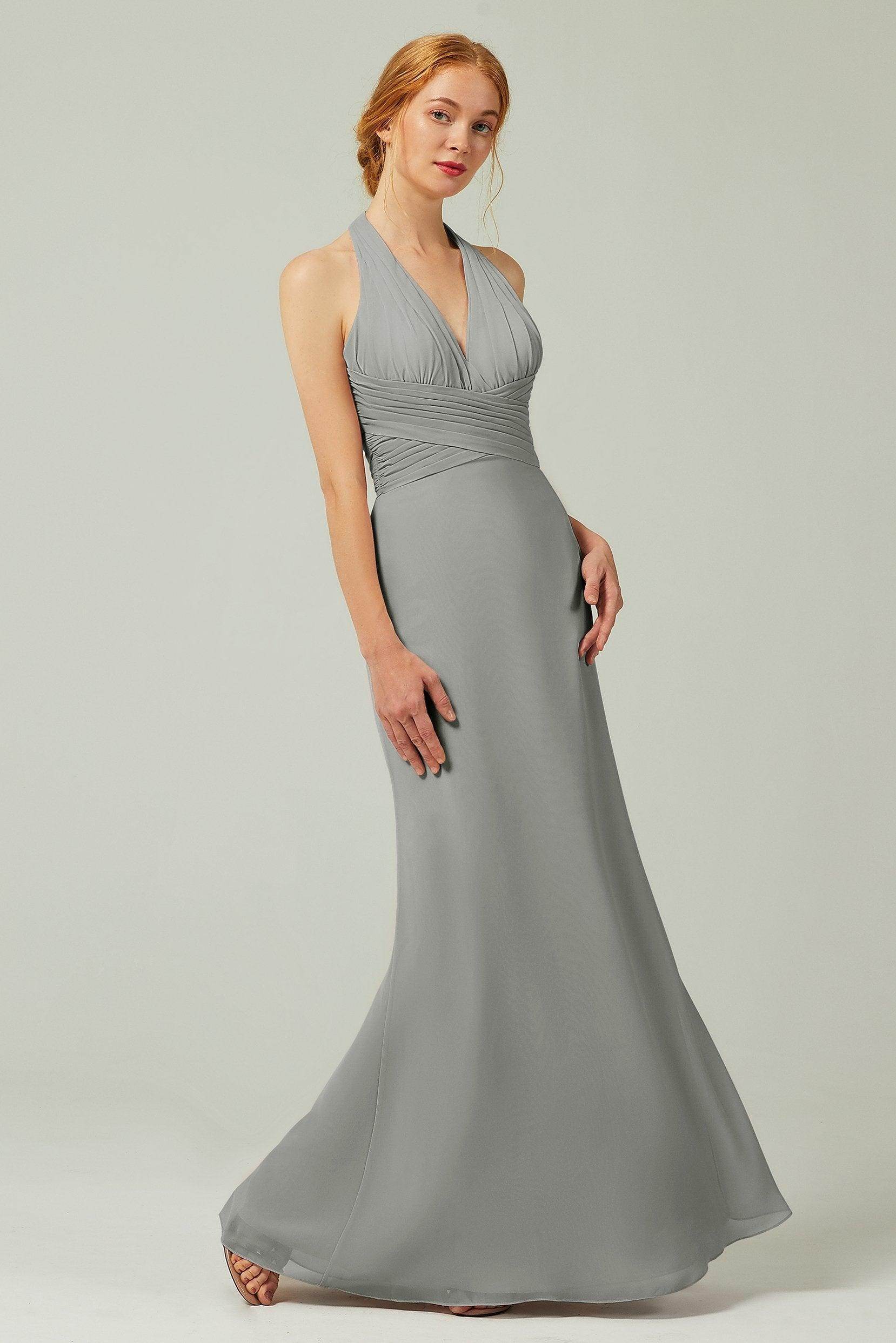 Sheath-Column Floor Length Chiffon Bridesmaid Dress CB0306
