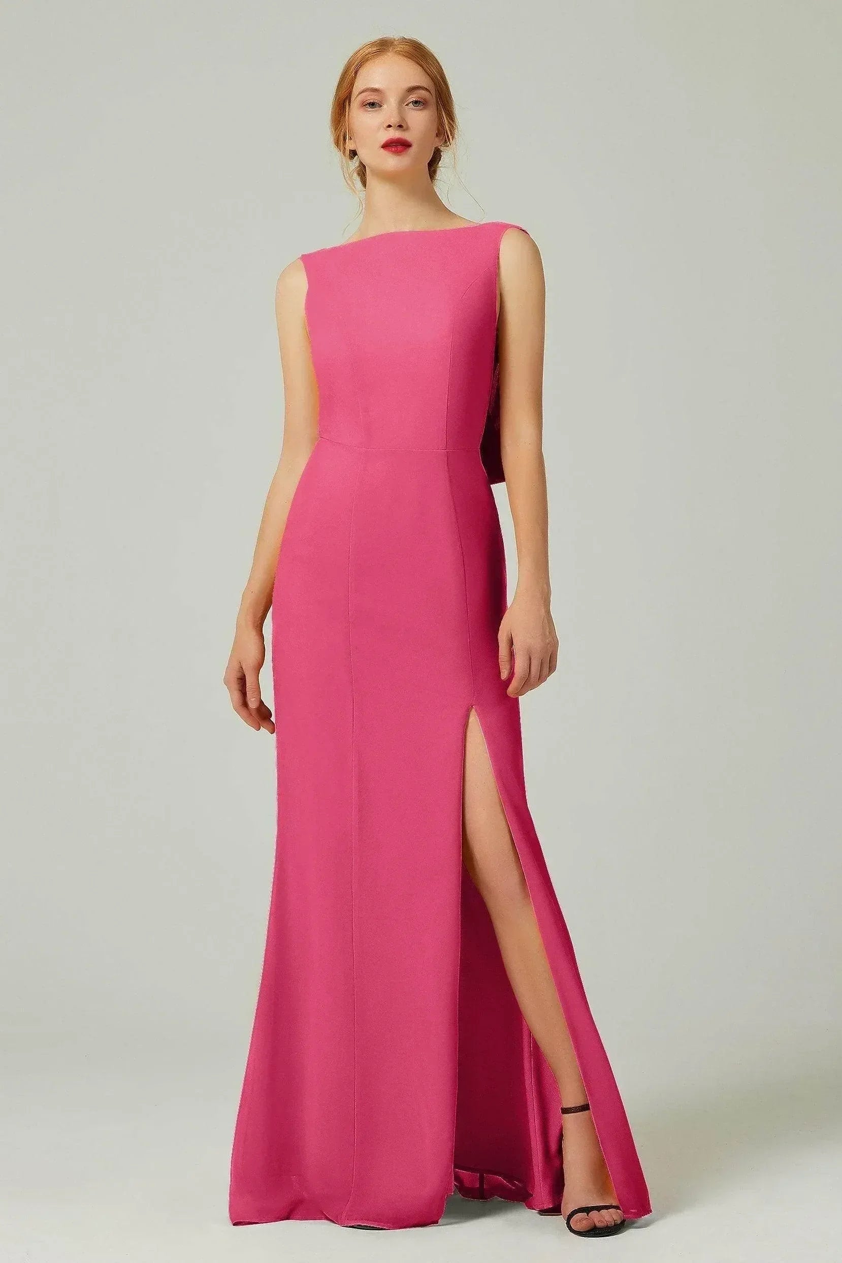 Sheath-Column Sweep-Brush Chiffon Bridesmaid Dress Formal Dresses CB0310PS
