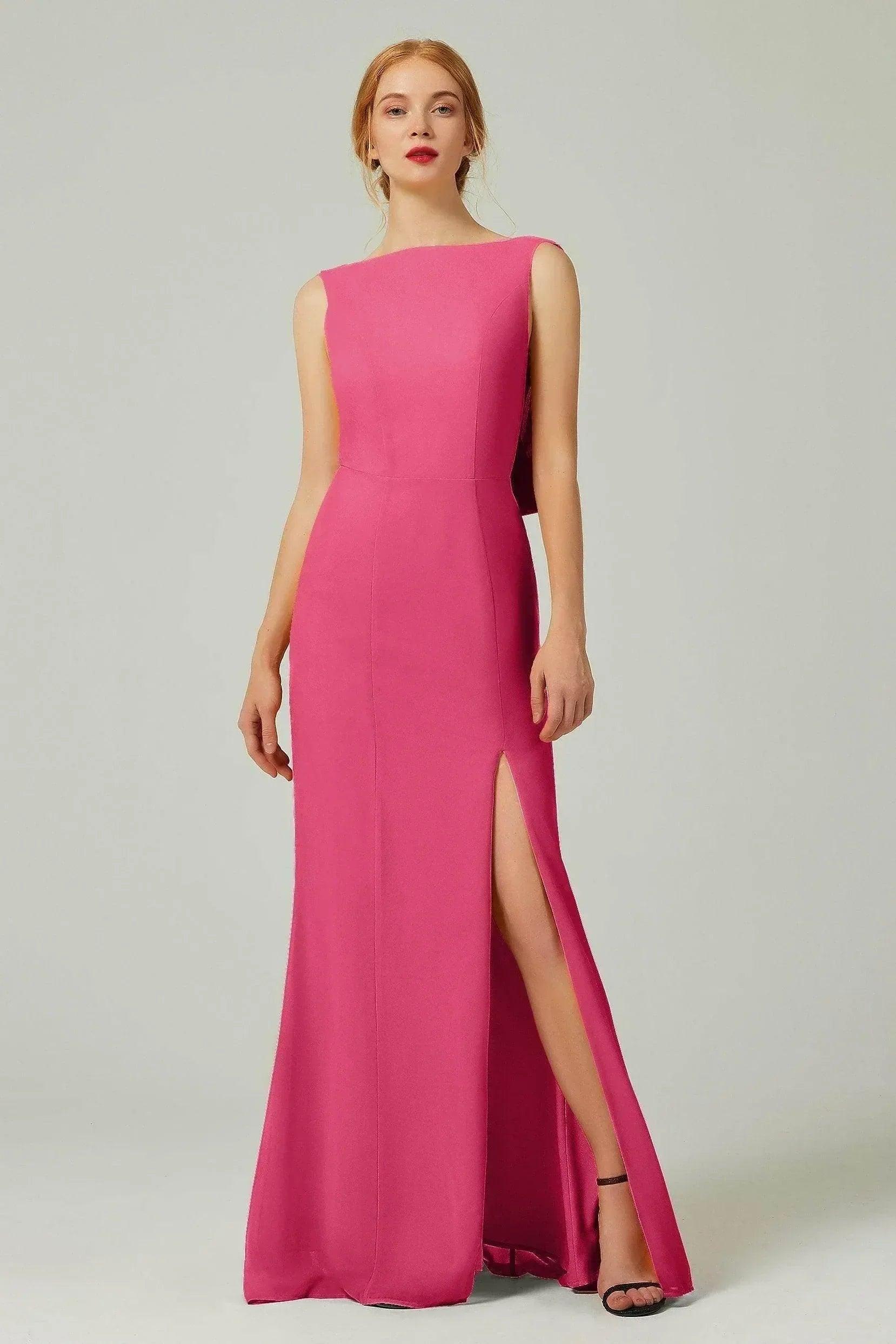 Sheath-Column Sweep-Brush Chiffon Bridesmaid Dress Formal Dresses CB0310PS