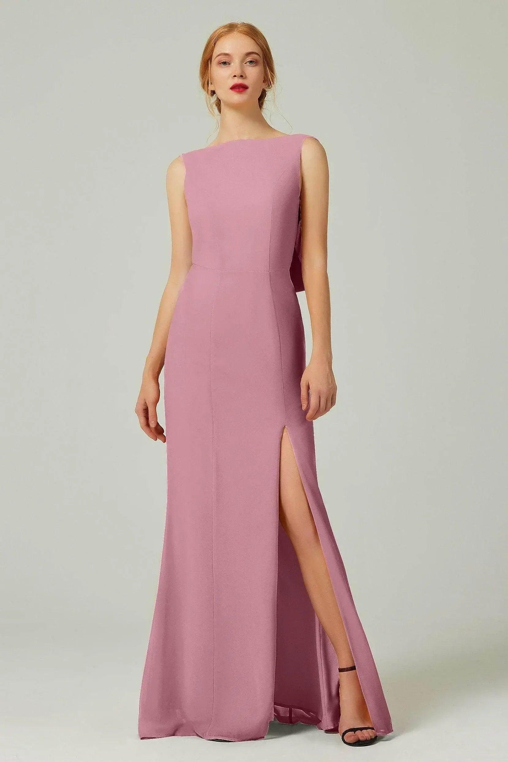 Sheath-Column Sweep-Brush Chiffon Bridesmaid Dress Formal Dresses CB0310