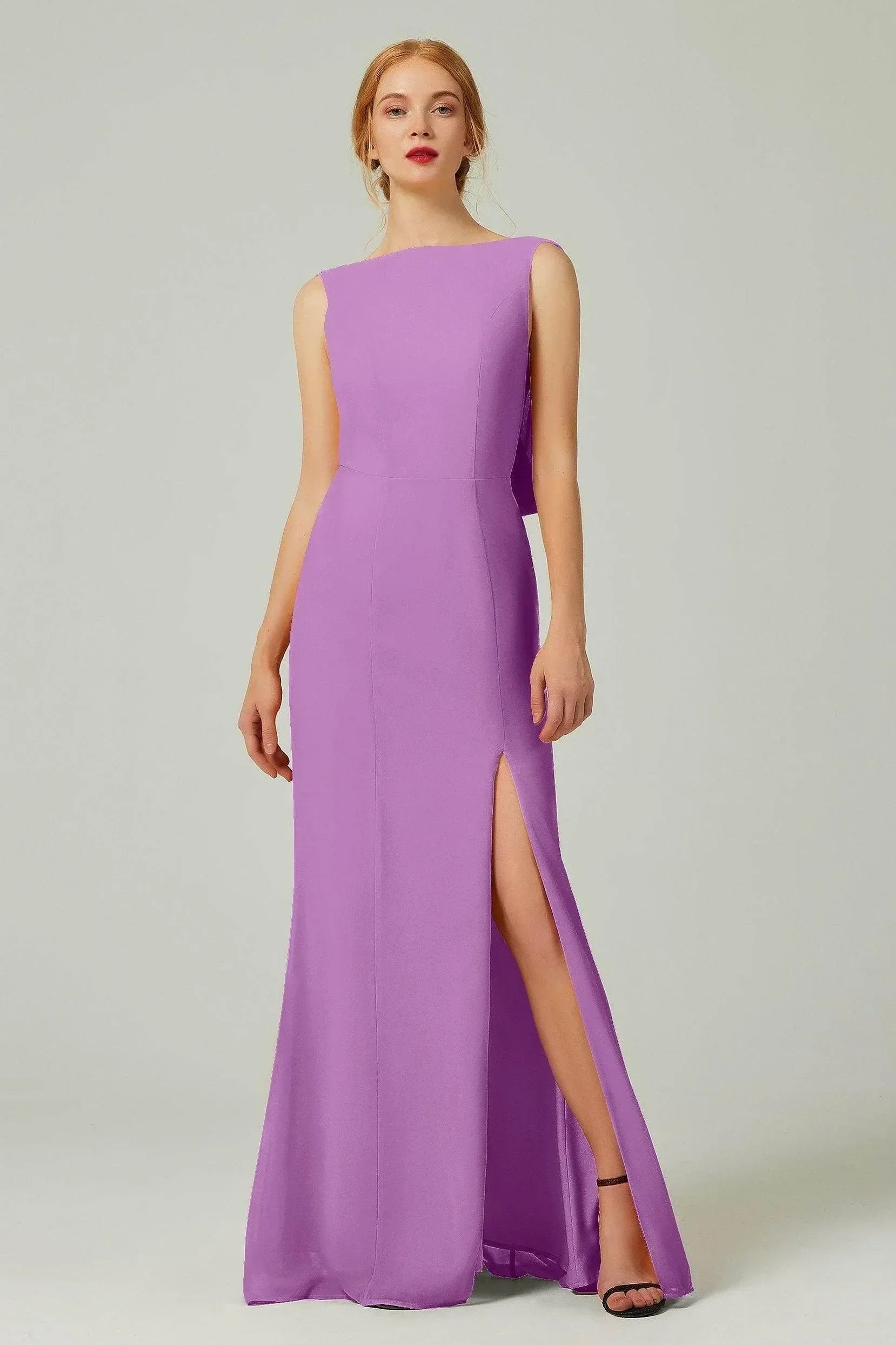 Sheath-Column Sweep-Brush Chiffon Bridesmaid Dress Formal Dresses CB0310PS