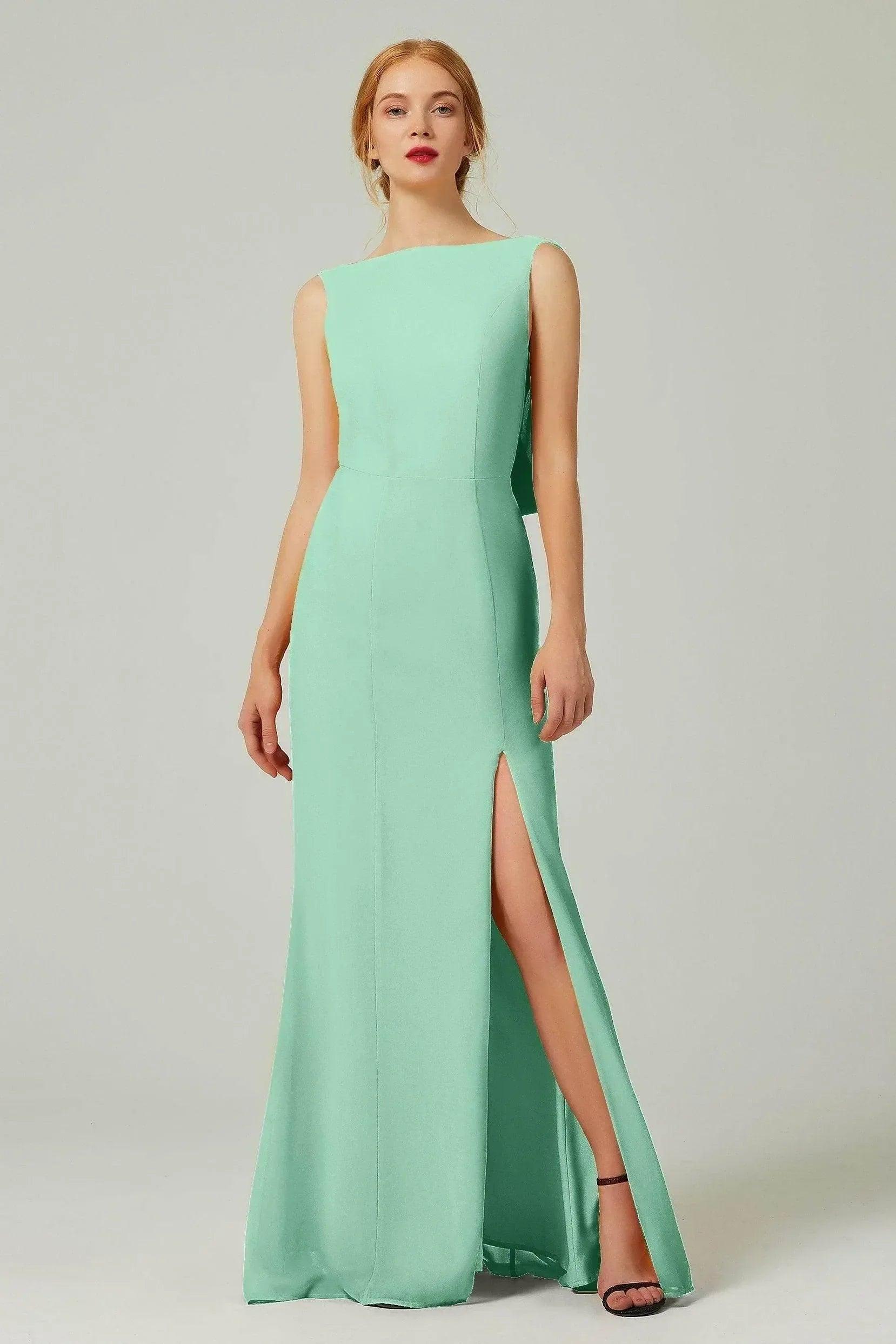 Sheath-Column Sweep-Brush Chiffon Bridesmaid Dress Formal Dresses CB0310PS