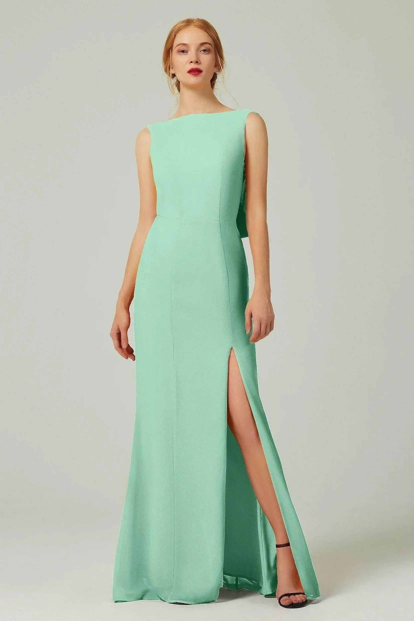Sheath-Column Sweep-Brush Chiffon Bridesmaid Dress Formal Dresses CB0310