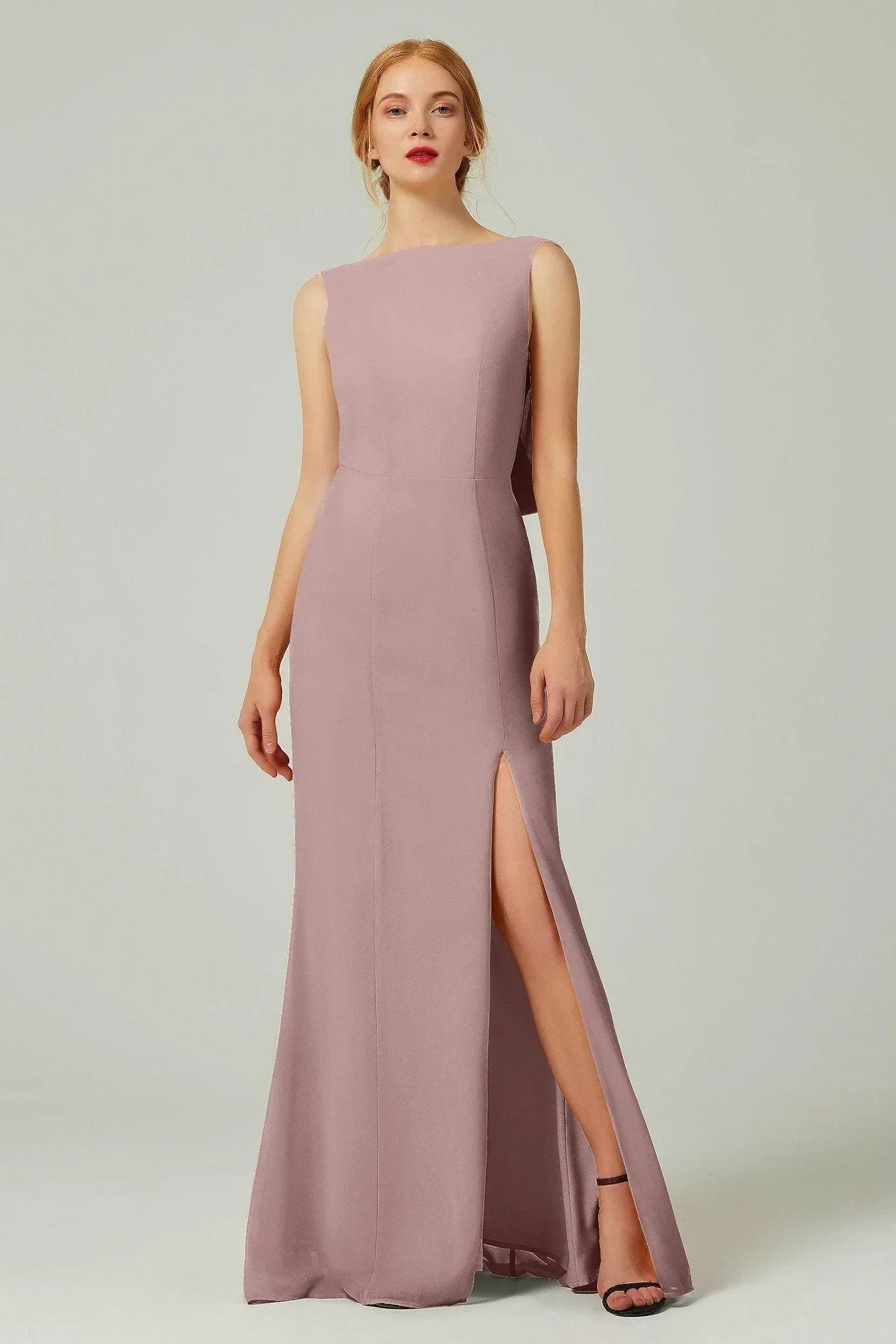 Sheath-Column Sweep-Brush Chiffon Bridesmaid Dress Formal Dresses CB0310PS