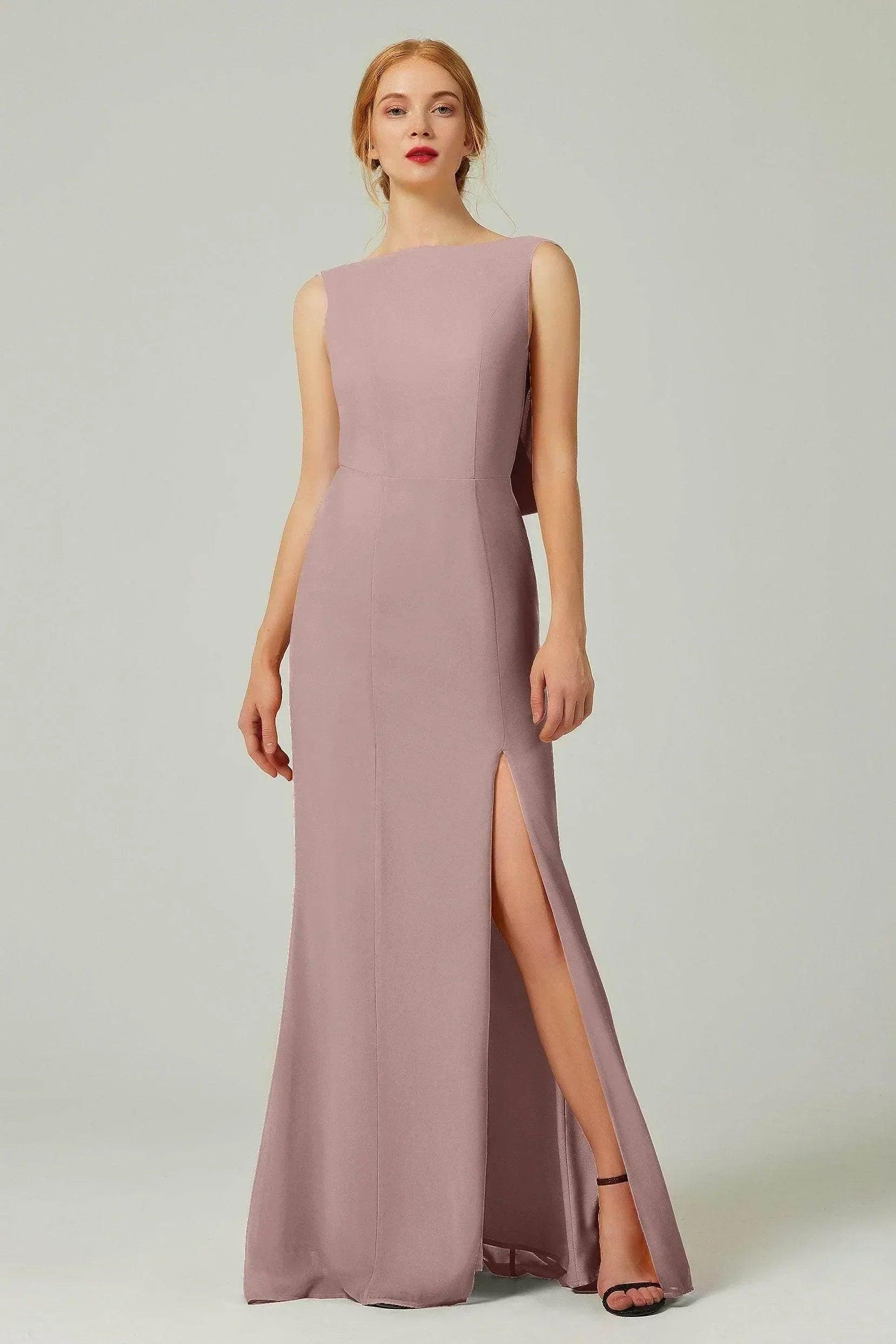 Sheath-Column Sweep-Brush Chiffon Bridesmaid Dress Formal Dresses CB0310PS