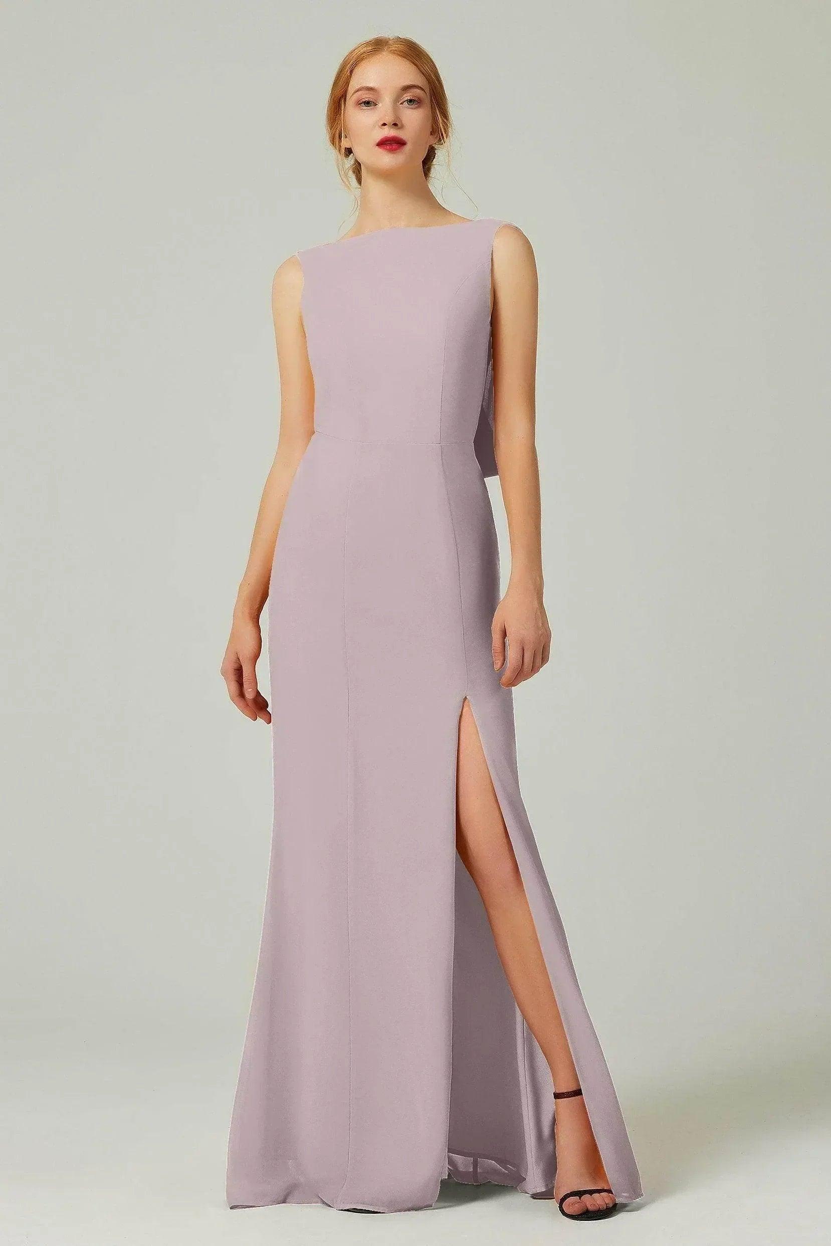 Sheath-Column Sweep-Brush Chiffon Bridesmaid Dress Formal Dresses CB0310PS