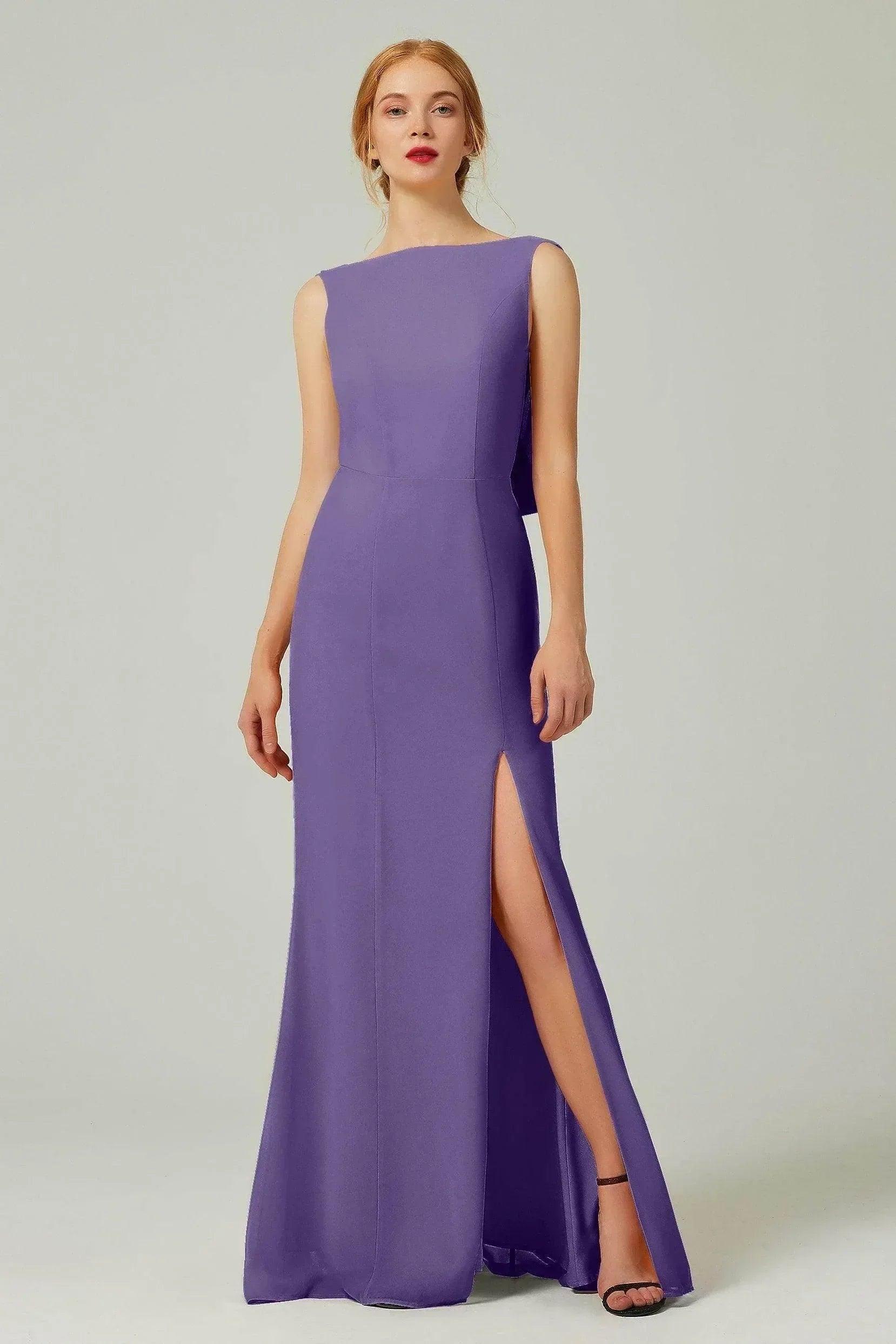 Sheath-Column Sweep-Brush Chiffon Bridesmaid Dress Formal Dresses CB0310PS