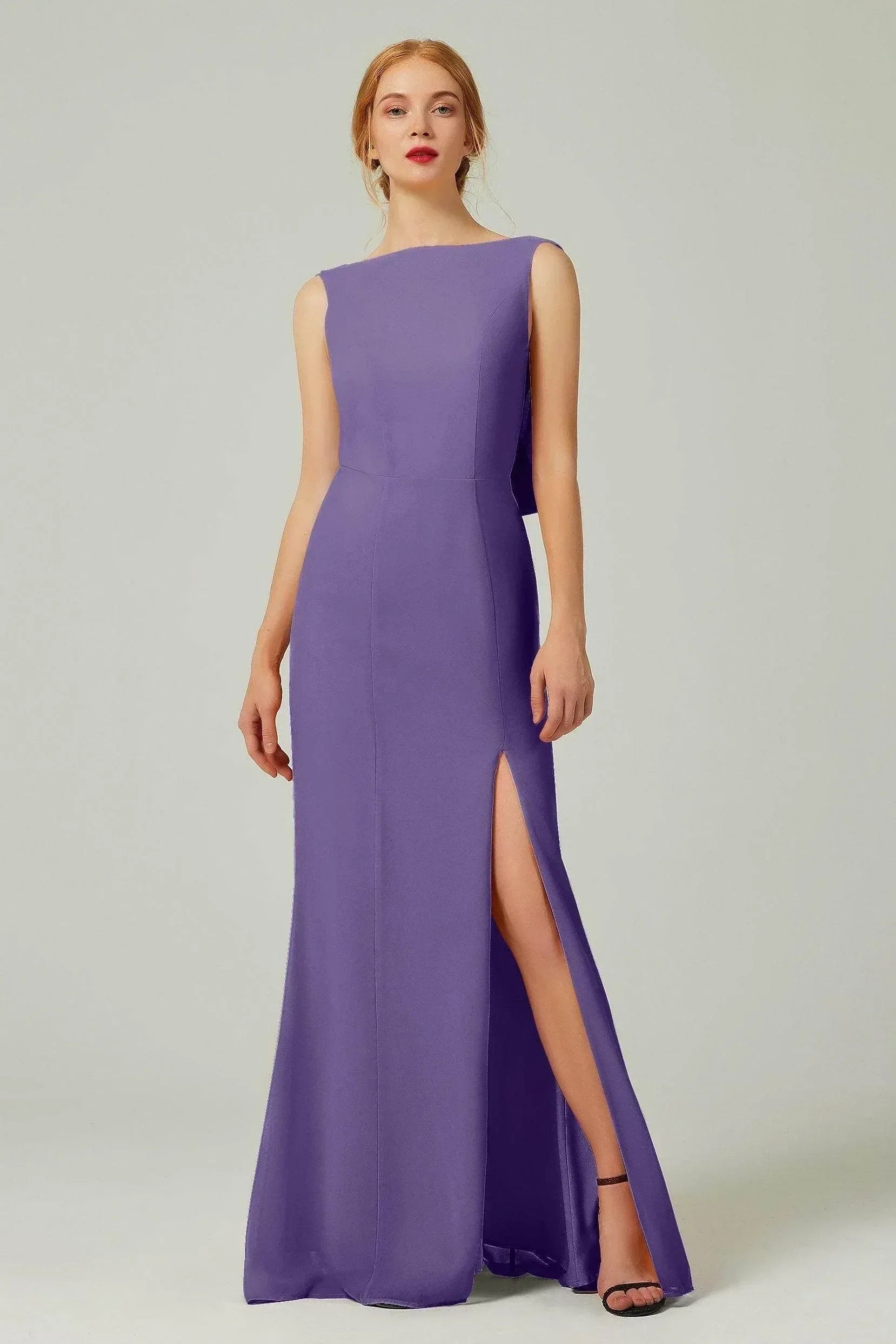 Sheath-Column Sweep-Brush Chiffon Bridesmaid Dress Formal Dresses CB0310