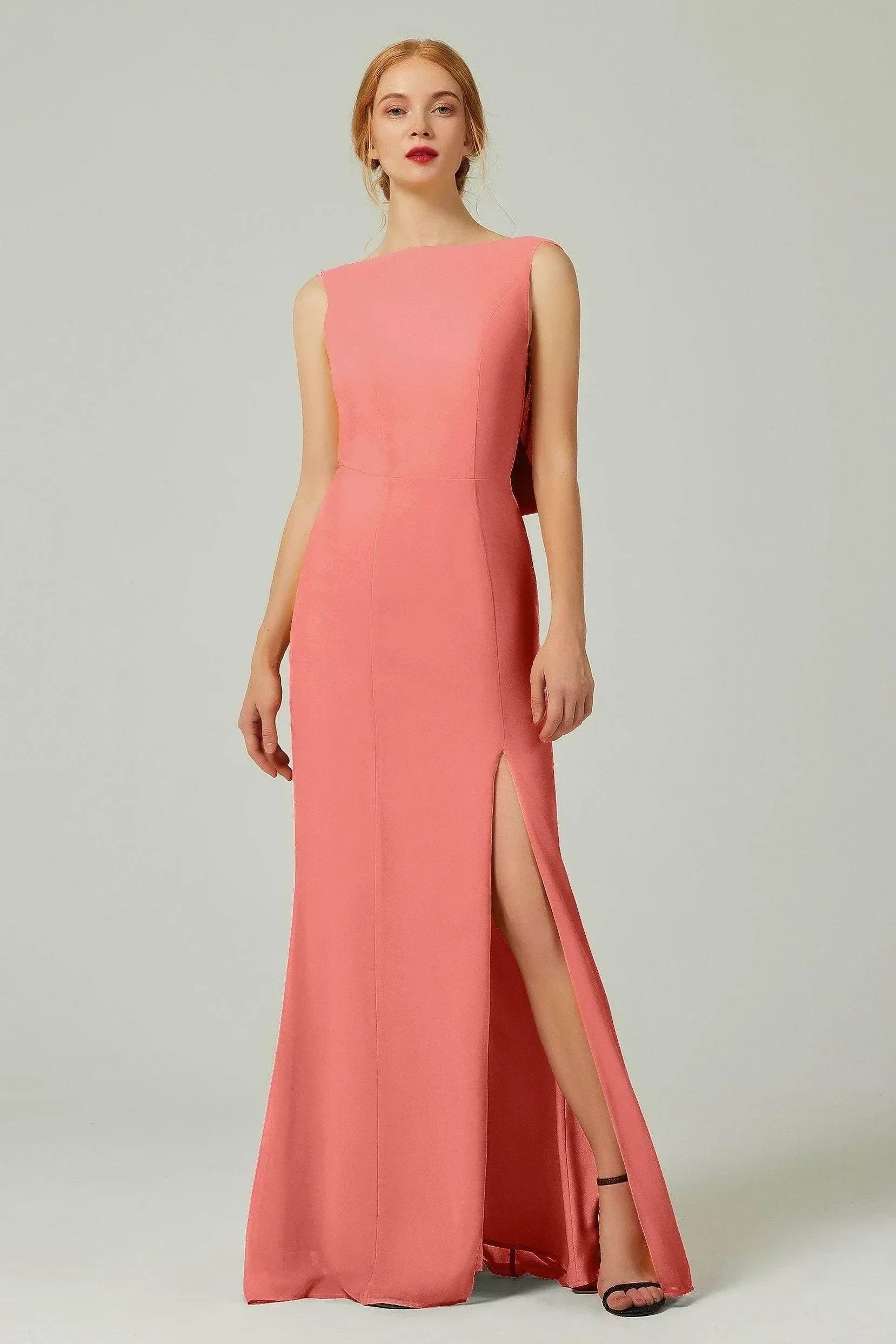 Sheath-Column Sweep-Brush Chiffon Bridesmaid Dress Formal Dresses CB0310
