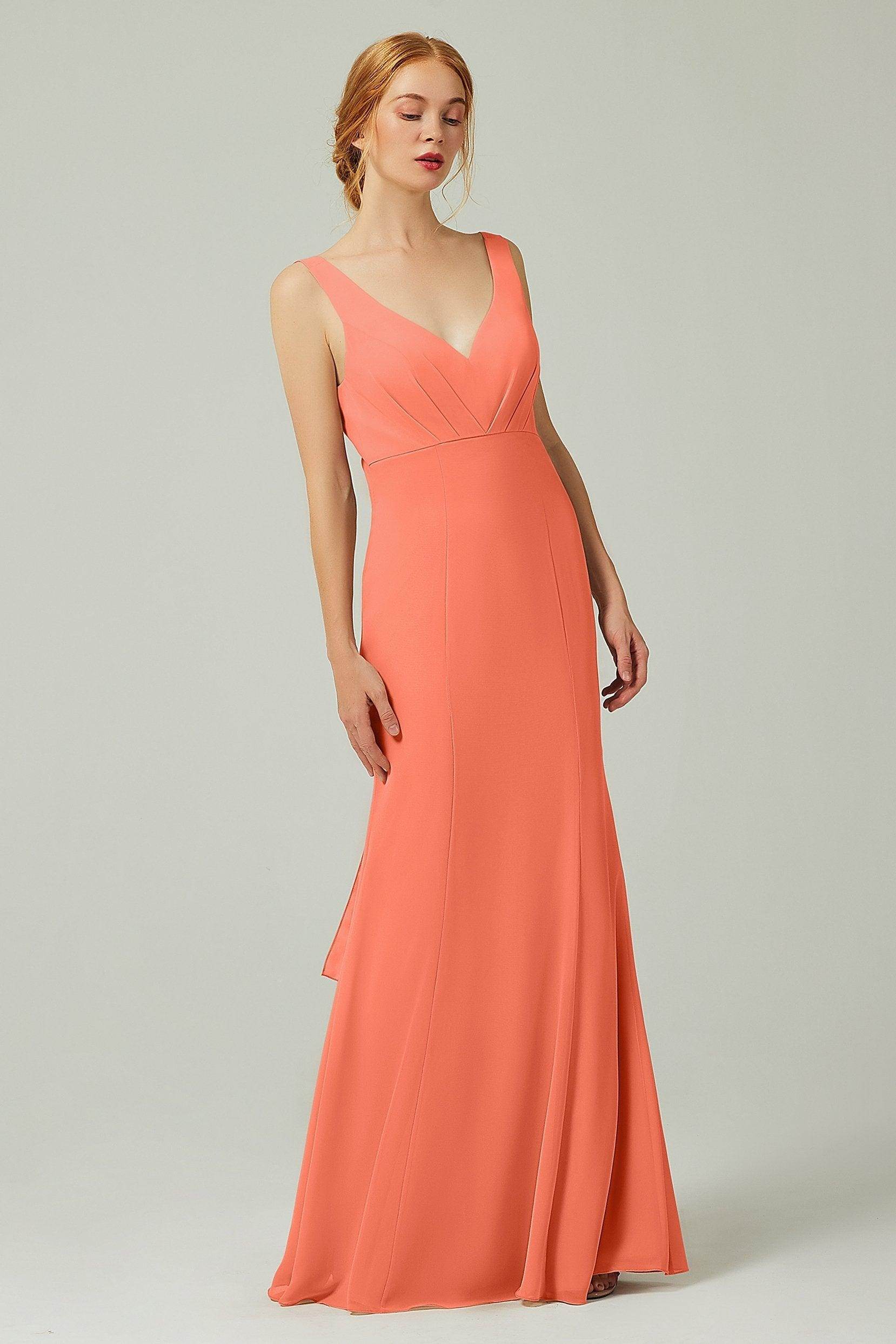 Sheath-Column Floor Length Chiffon Bridesmaid Dress CB0314