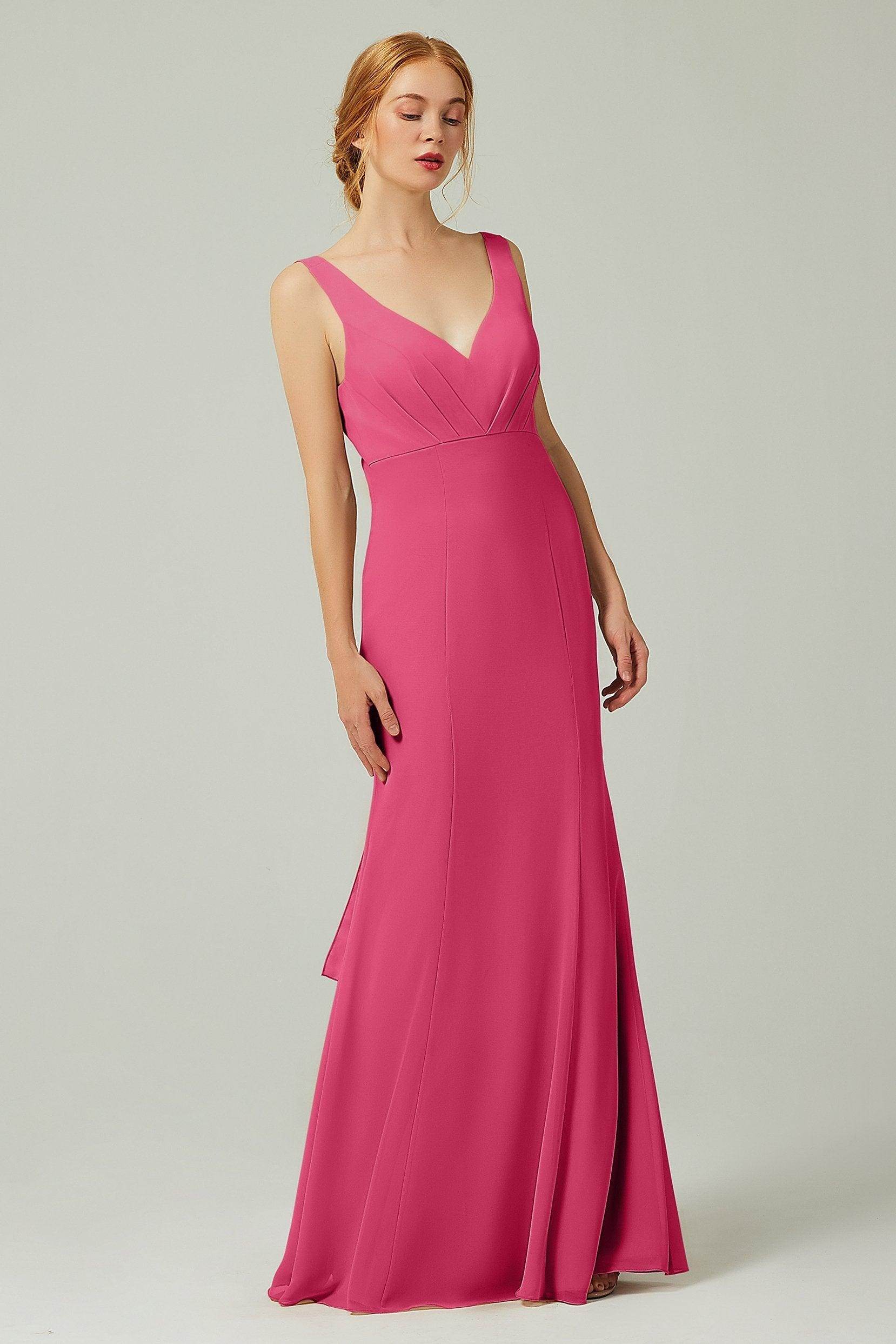 Sheath-Column Floor Length Chiffon Bridesmaid Dress CB0314