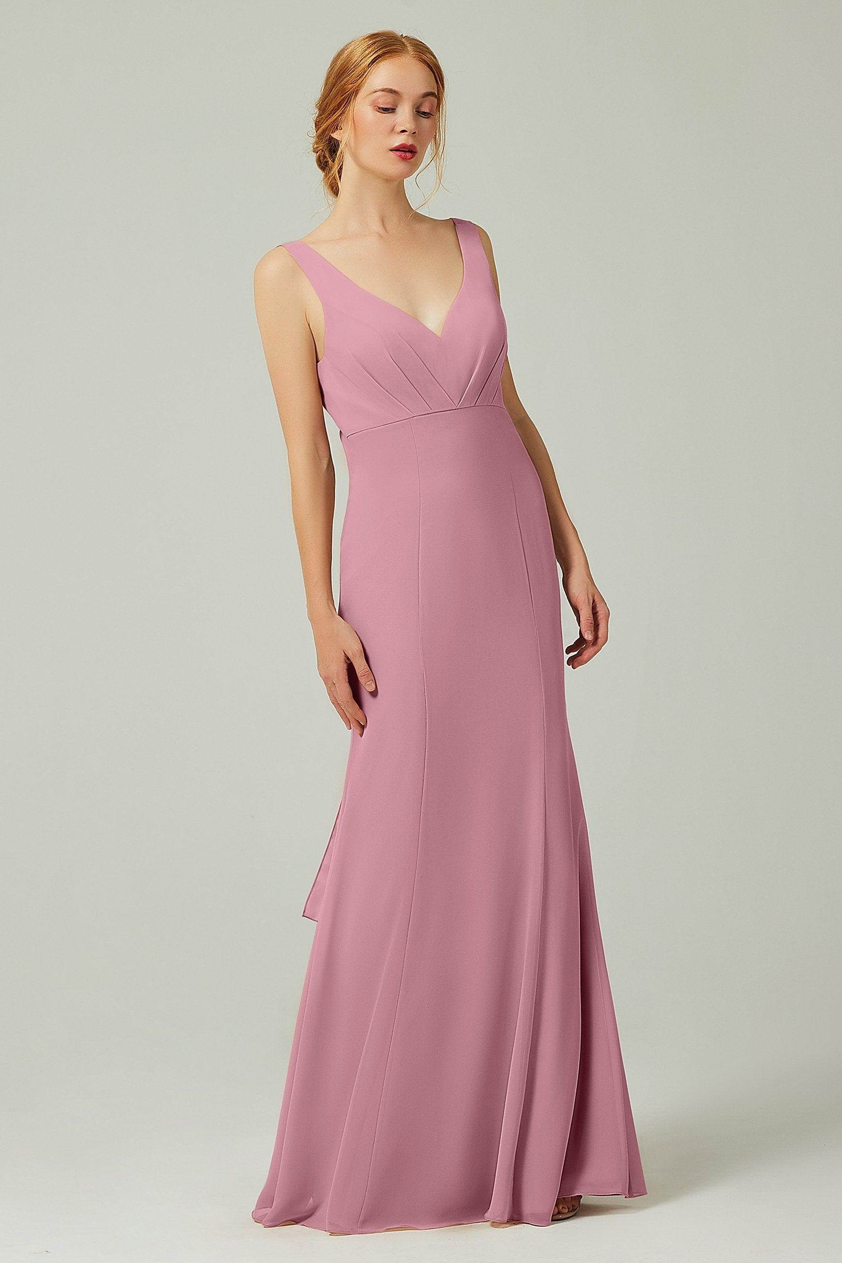 Sheath-Column Floor Length Chiffon Bridesmaid Dress CB0314