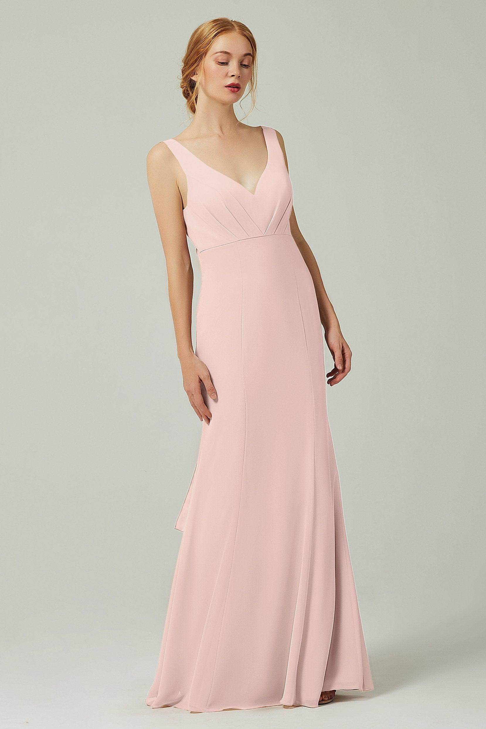 Sheath-Column Floor Length Chiffon Bridesmaid Dress CB0314
