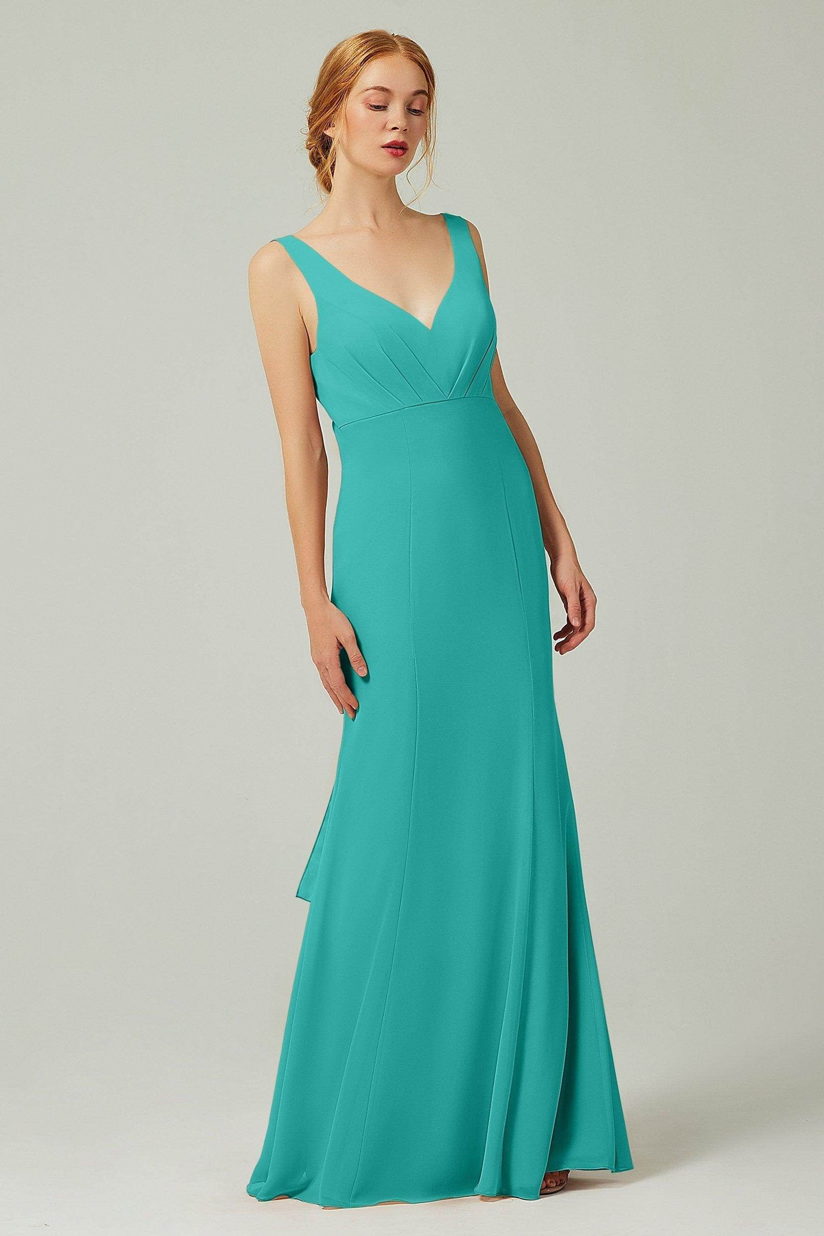 Sheath-Column Floor Length Chiffon Bridesmaid Dress CB0314