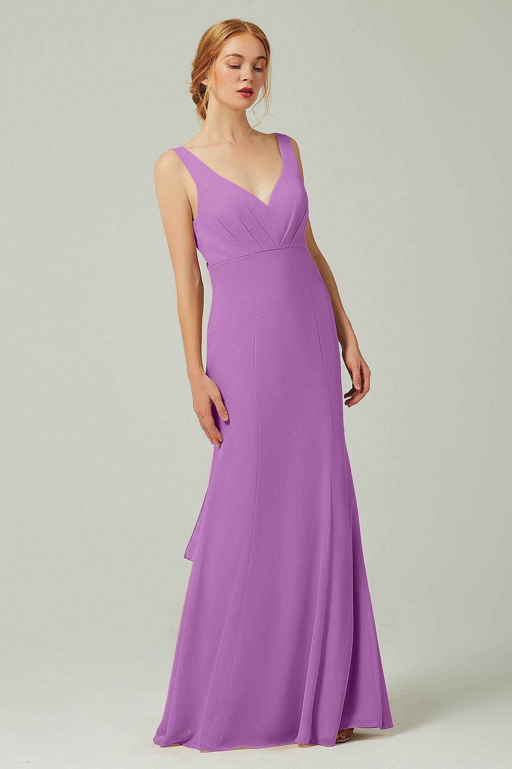 Sheath-Column Floor Length Chiffon Bridesmaid Dress CB0314