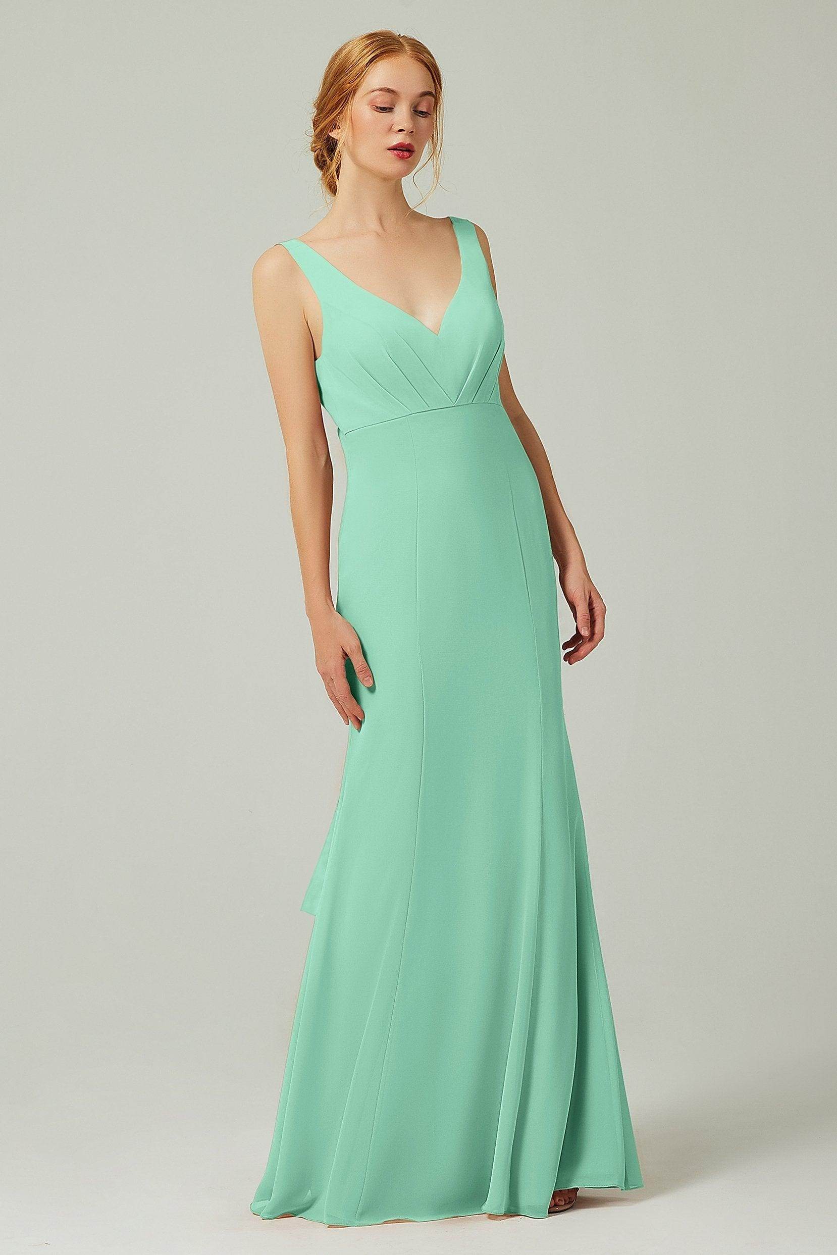 Sheath-Column Floor Length Chiffon Bridesmaid Dress CB0314