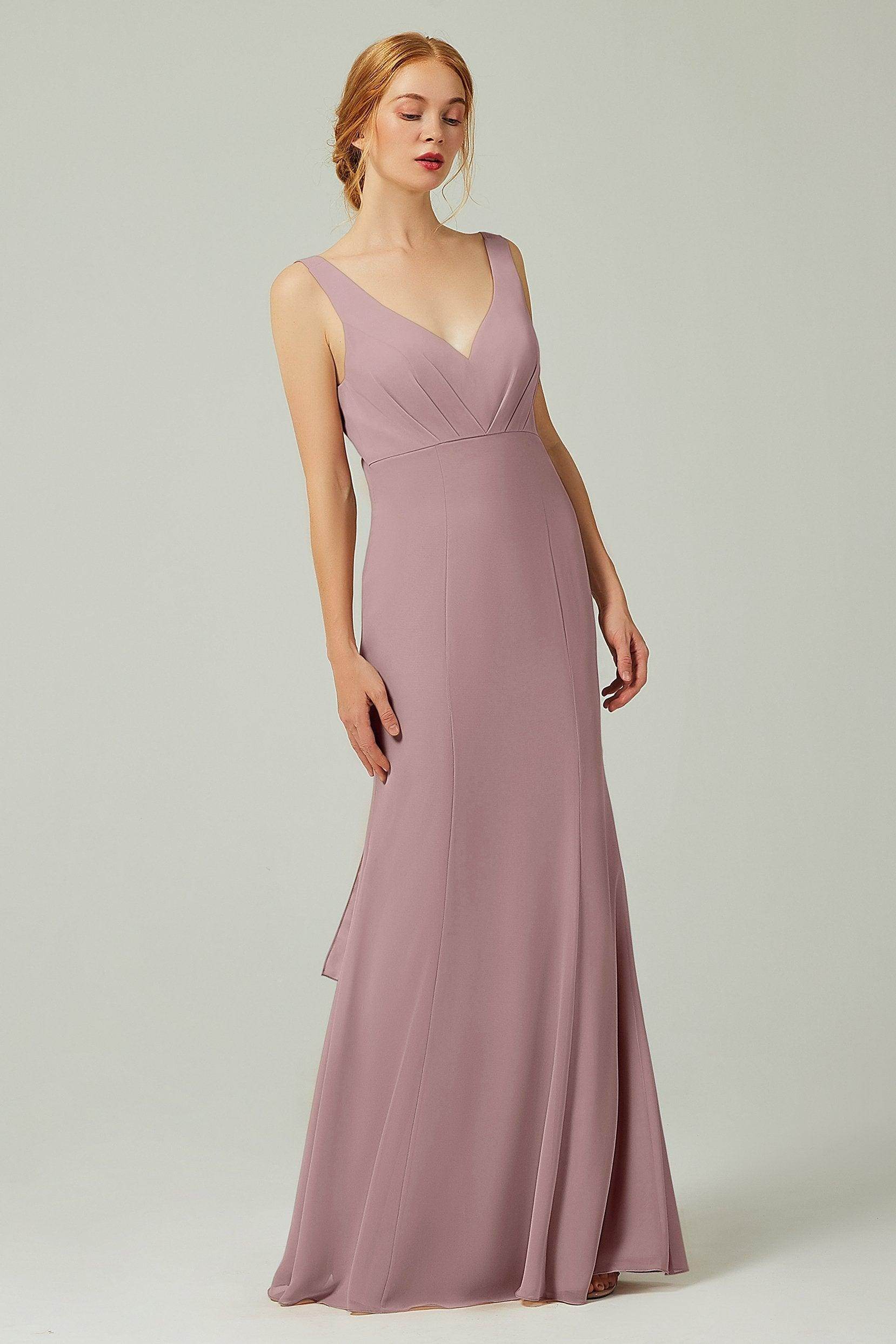 Sheath-Column Floor Length Chiffon Bridesmaid Dress CB0314
