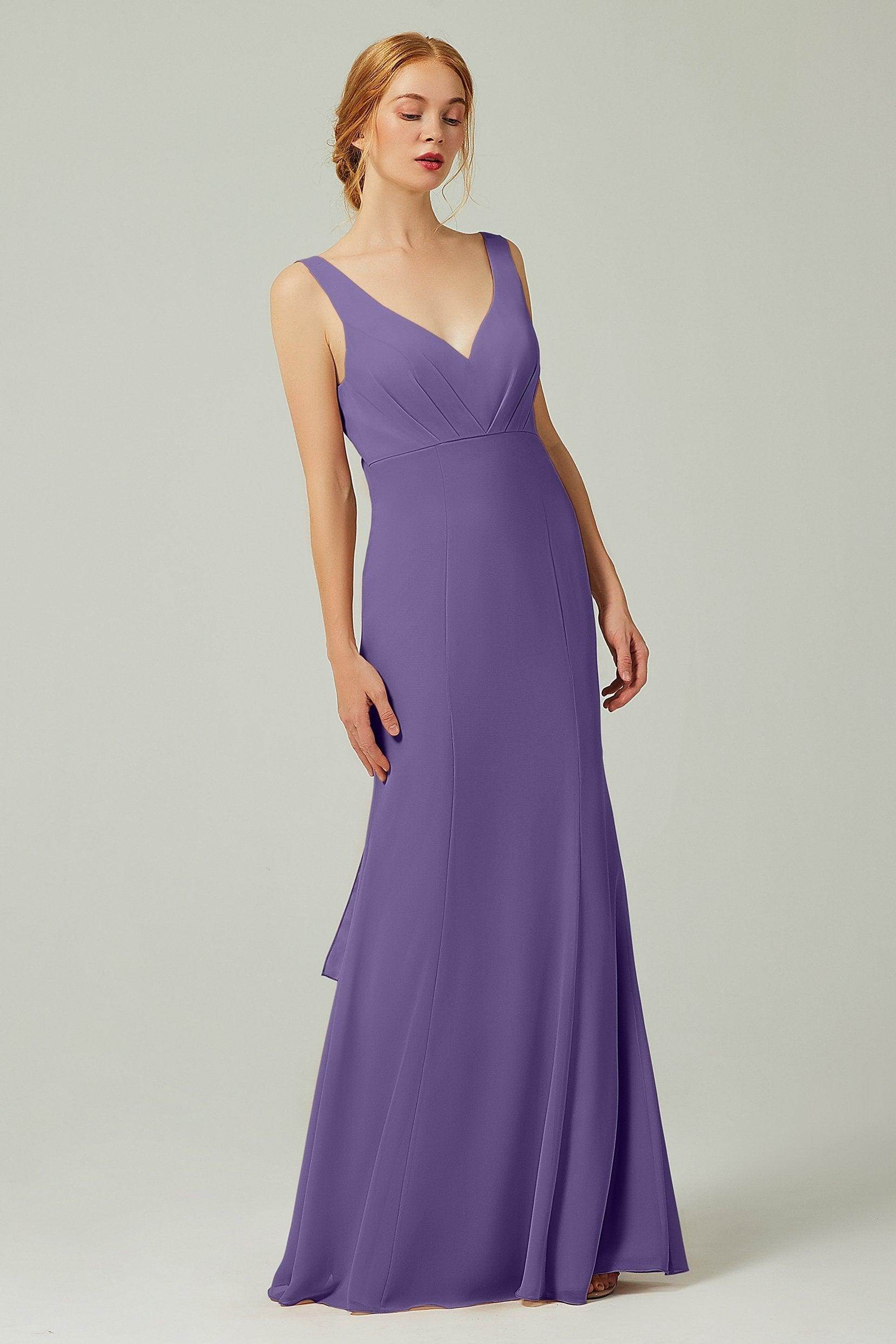 Sheath-Column Floor Length Chiffon Bridesmaid Dress CB0314