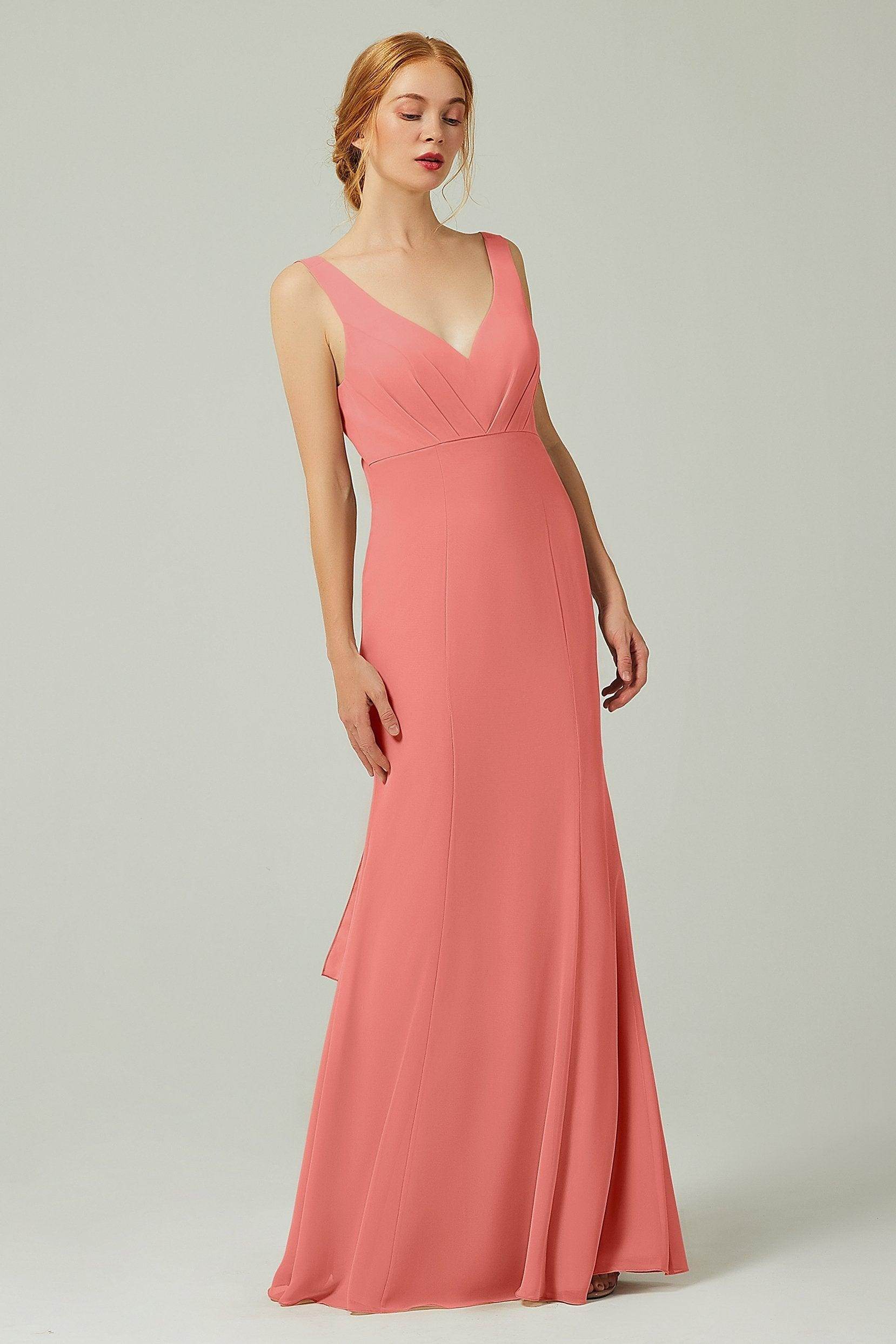 Sheath-Column Floor Length Chiffon Bridesmaid Dress CB0314