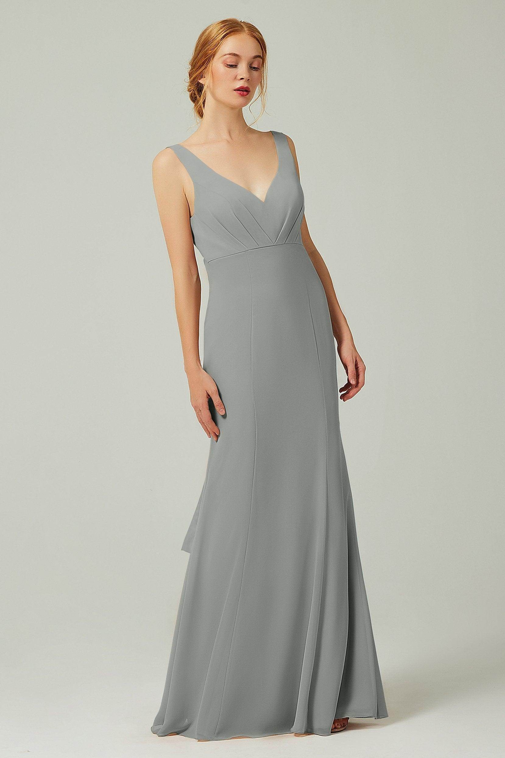 Sheath-Column Floor Length Chiffon Bridesmaid Dress CB0314