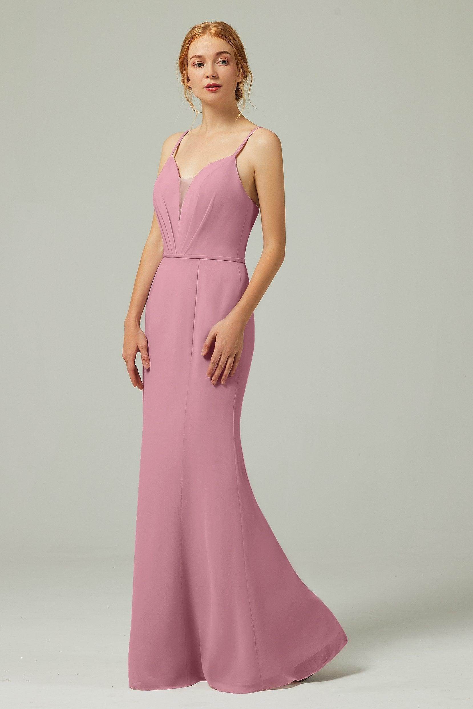Trumpet-Mermaid Floor Length Chiffon Bridesmaid Dress CB0319